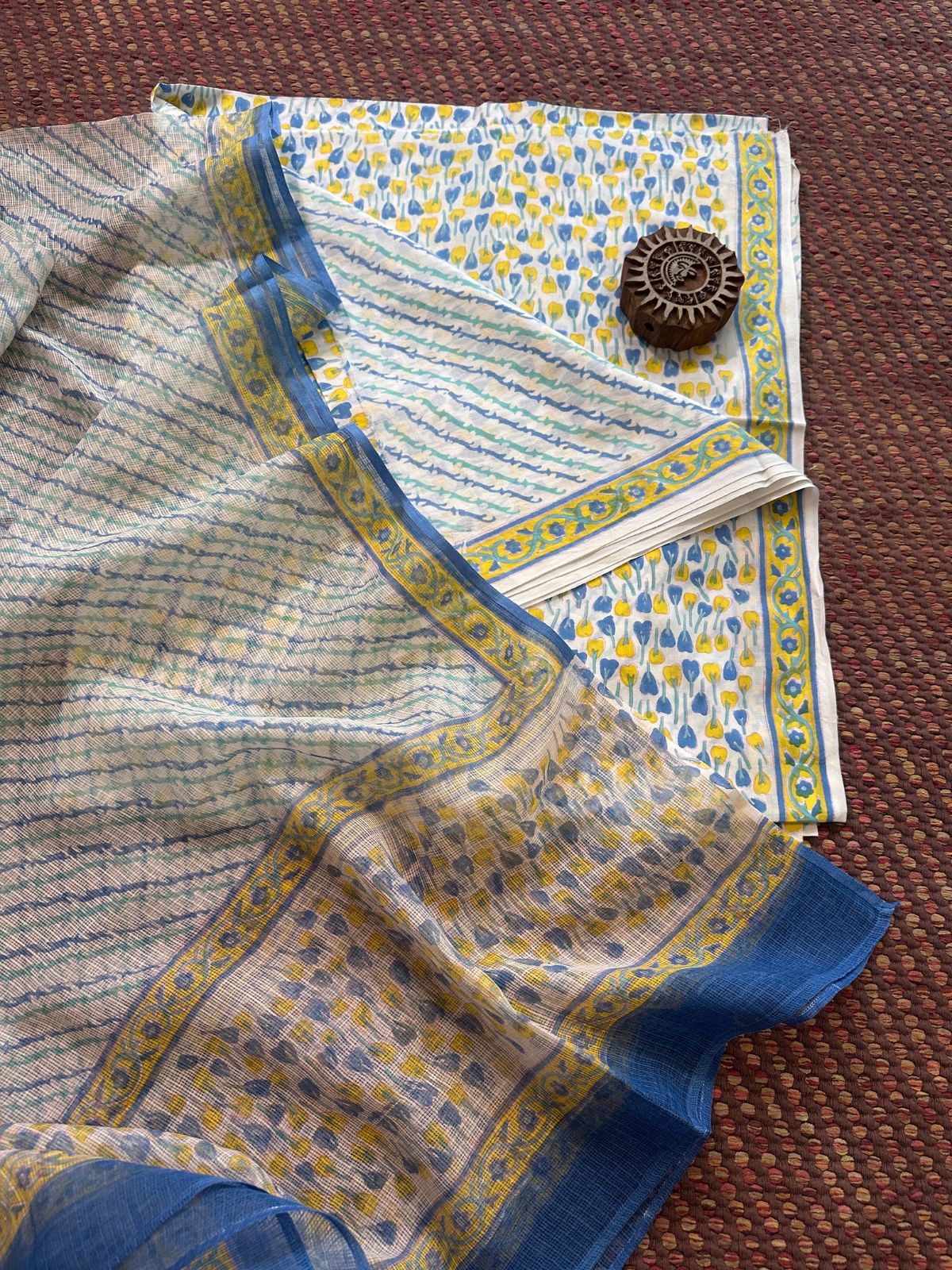 Pure Cotton Unstitched Set with Kota Dupatta