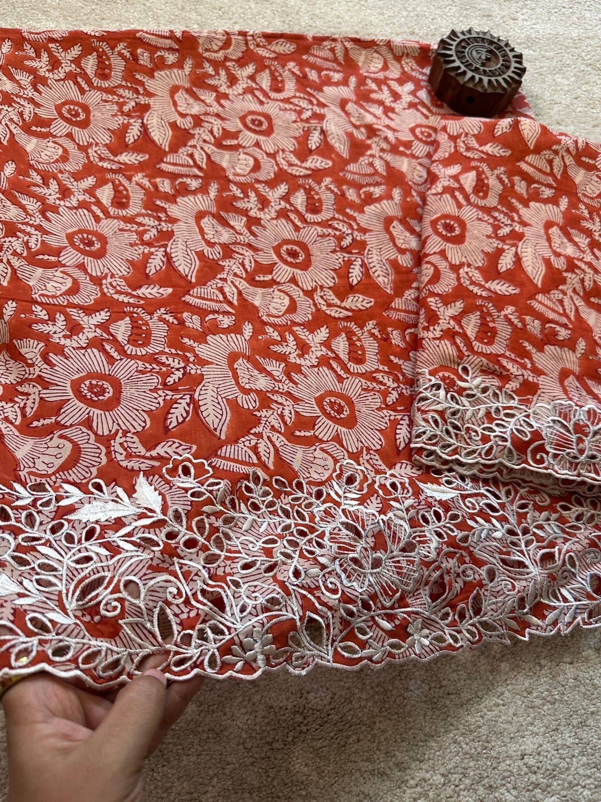 Sunset Bloom- Coord Set with Cutwork Embroidery