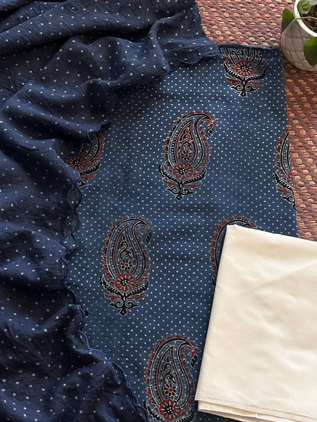 Ajrakh Cotton Malmal Unstitched Set
