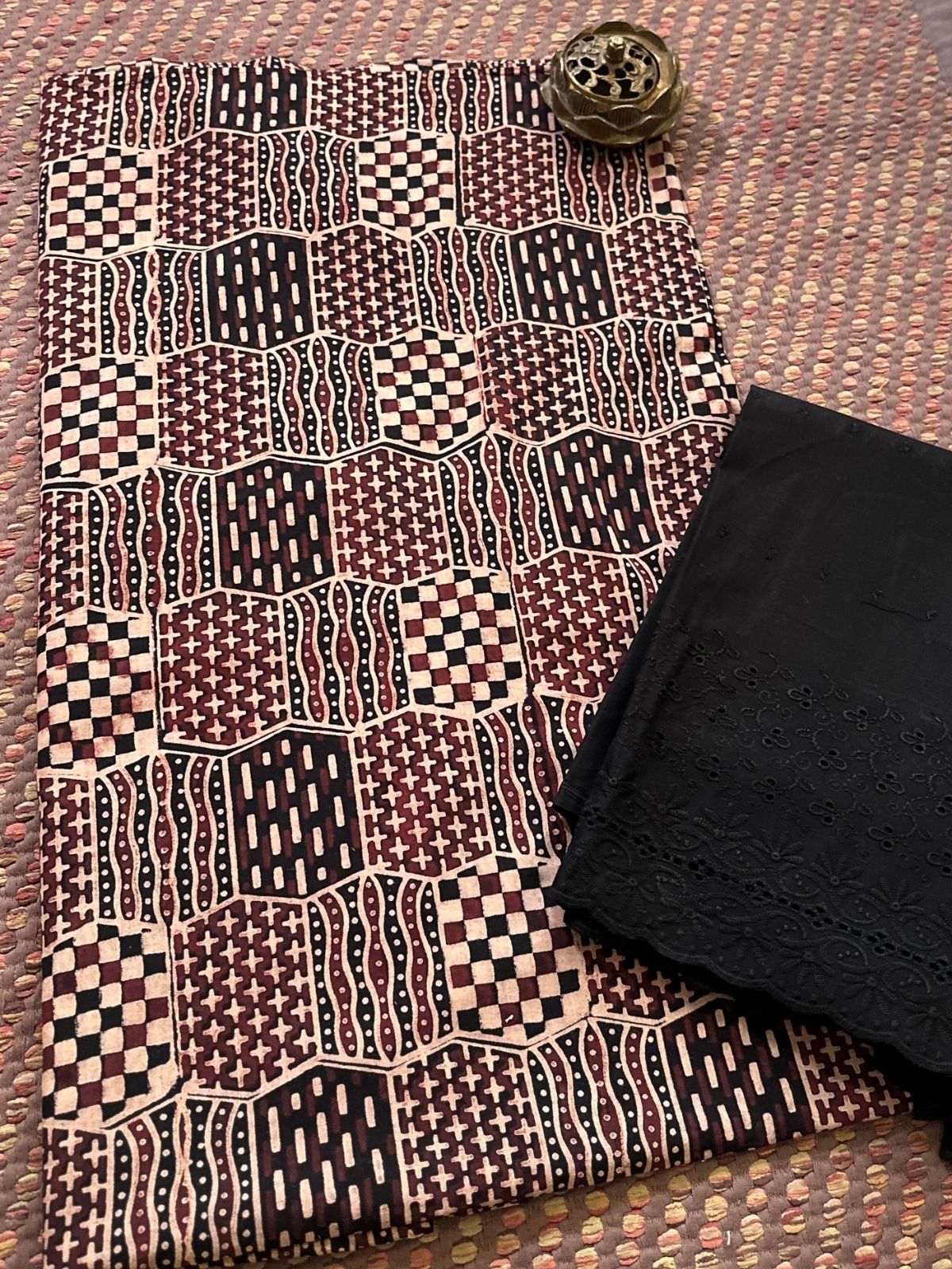 Ajrak Cotton Malmal Unstitched Set