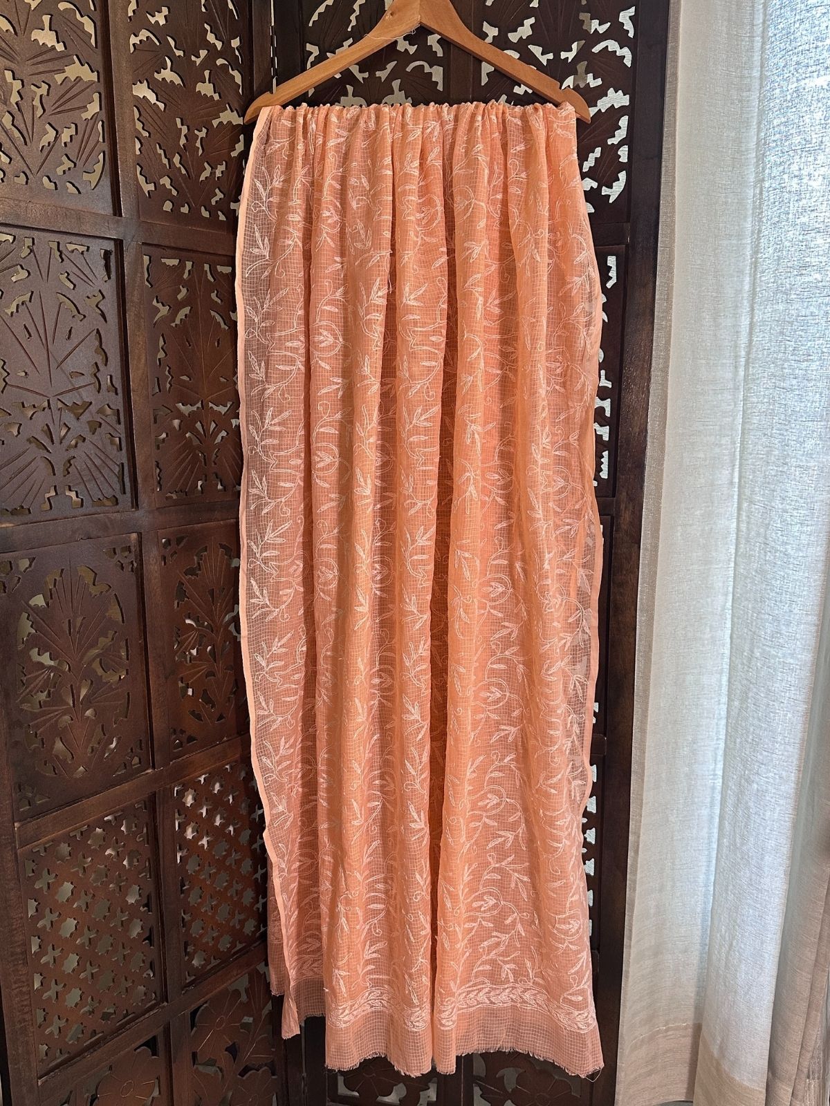 Kota Doria Hand Embroidered Chikankari Dupatta