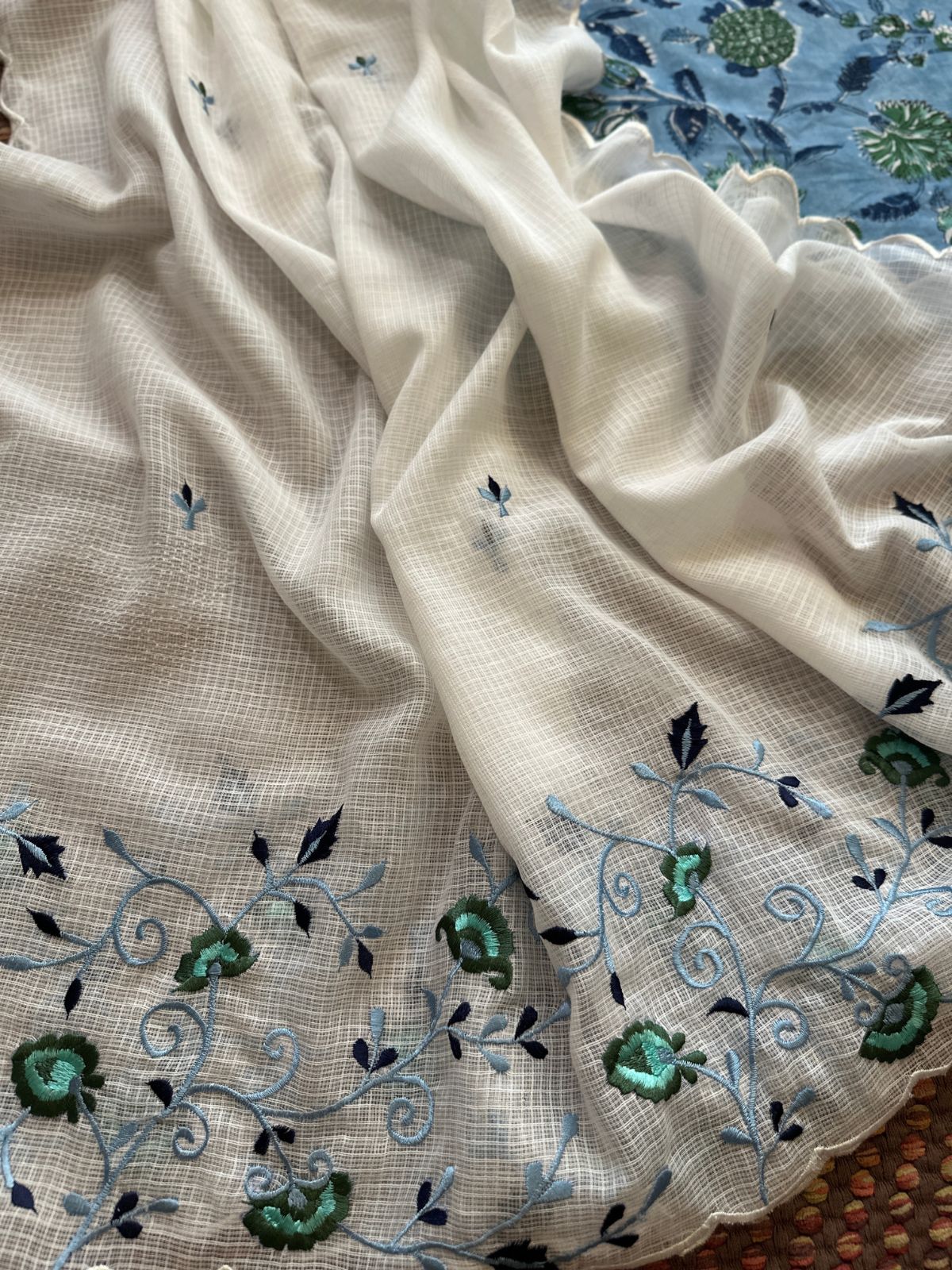 Pure Cotton Handblock Fabric with Exclusive Embroidered Dupatta