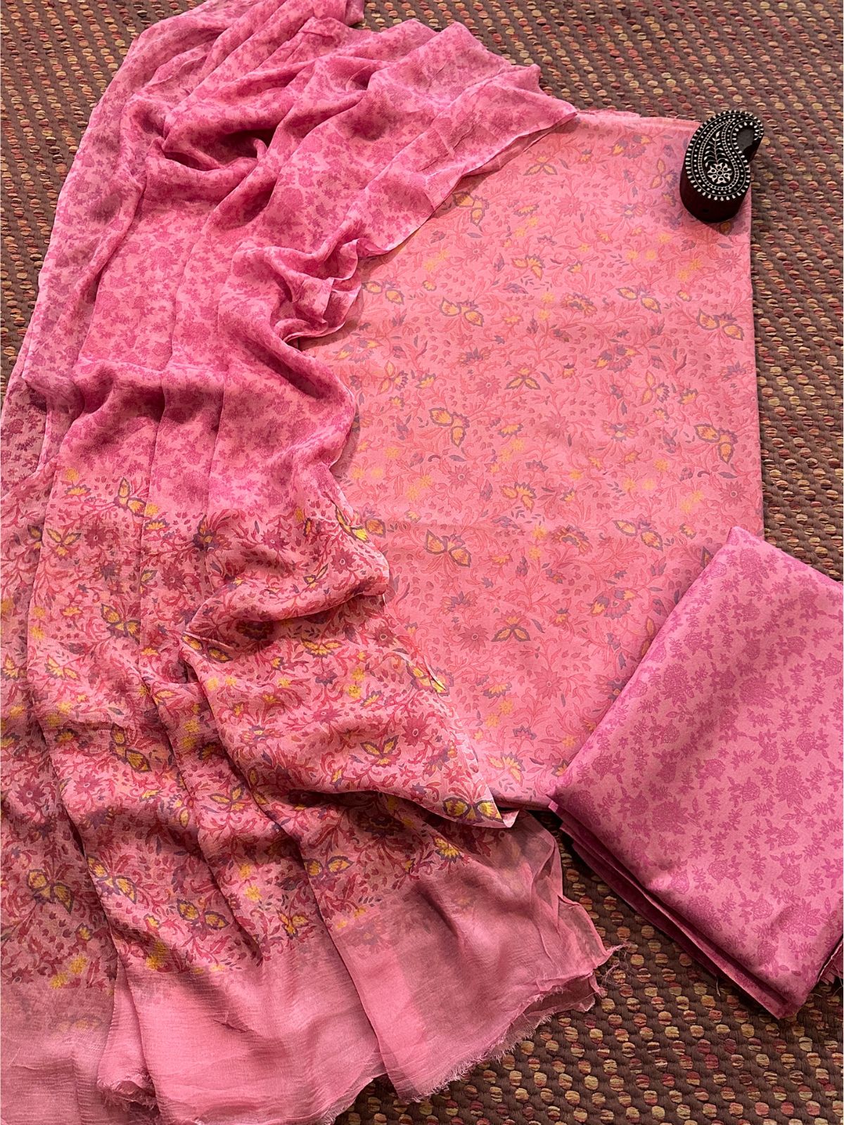 Spun Block Printed Unstitched Set