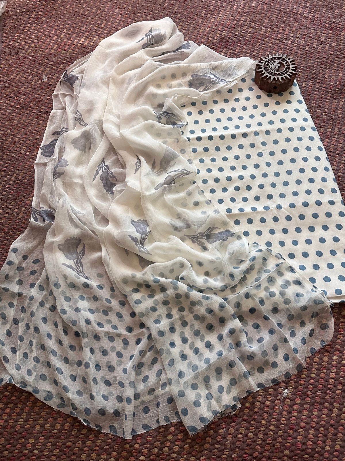 Pure Cotton Unstitched Set with Chiffon Dupatta