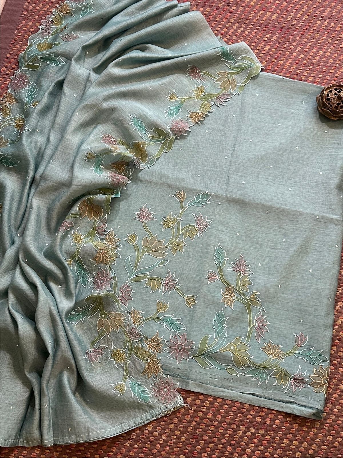 Mal Chanderi Embroidered Unstitched Set