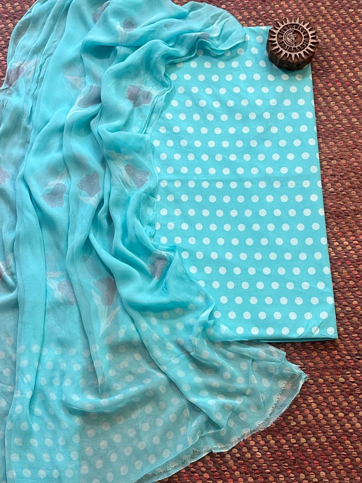 Pure Cotton Unstitched Set with Chiffon Dupatta
