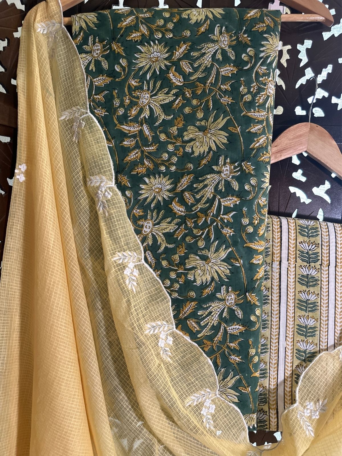 Pure Cotton Handblock Fabric with Embroidered Dupatta