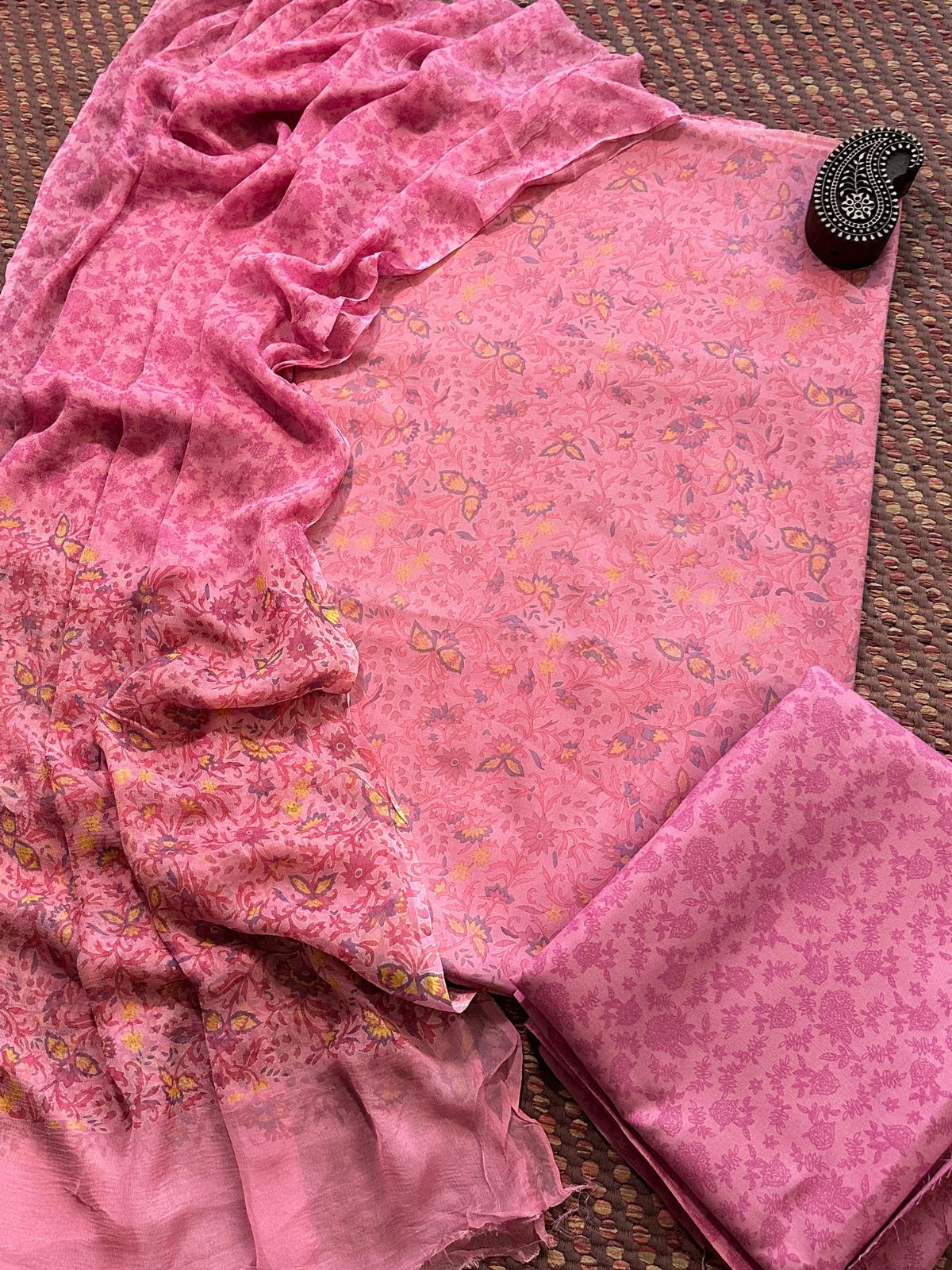 Spun Block Printed Unstitched Set