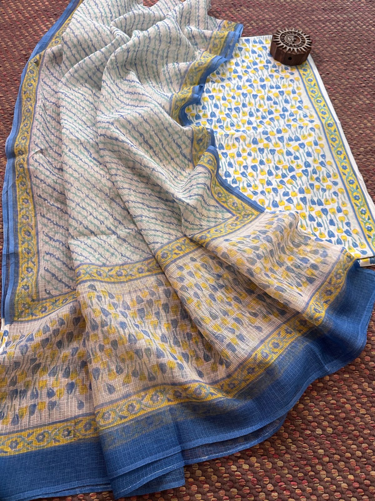Pure Cotton Unstitched Set with Kota Dupatta