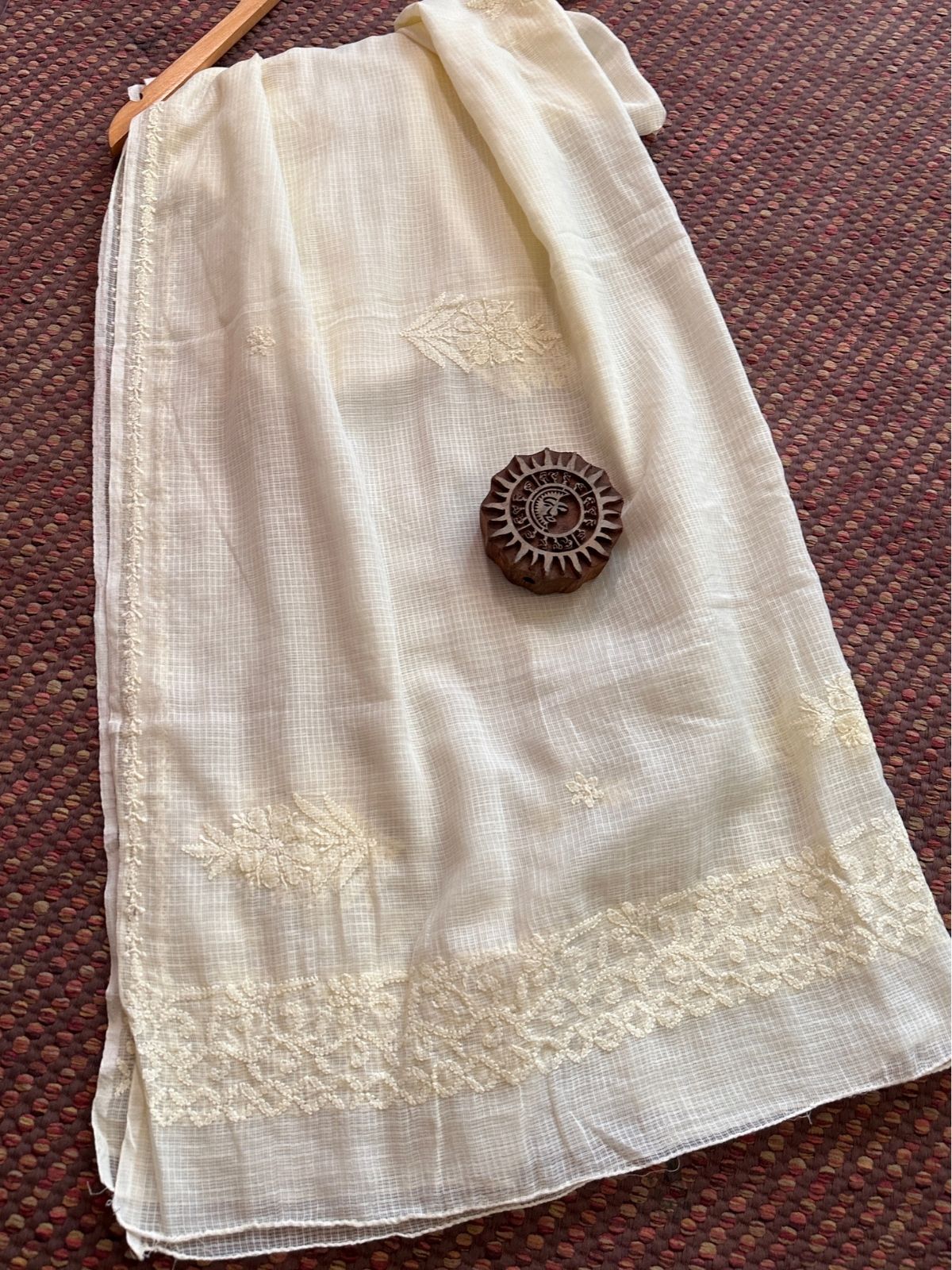 Kota Doria Hand Embroidered Chikankari Dupatta