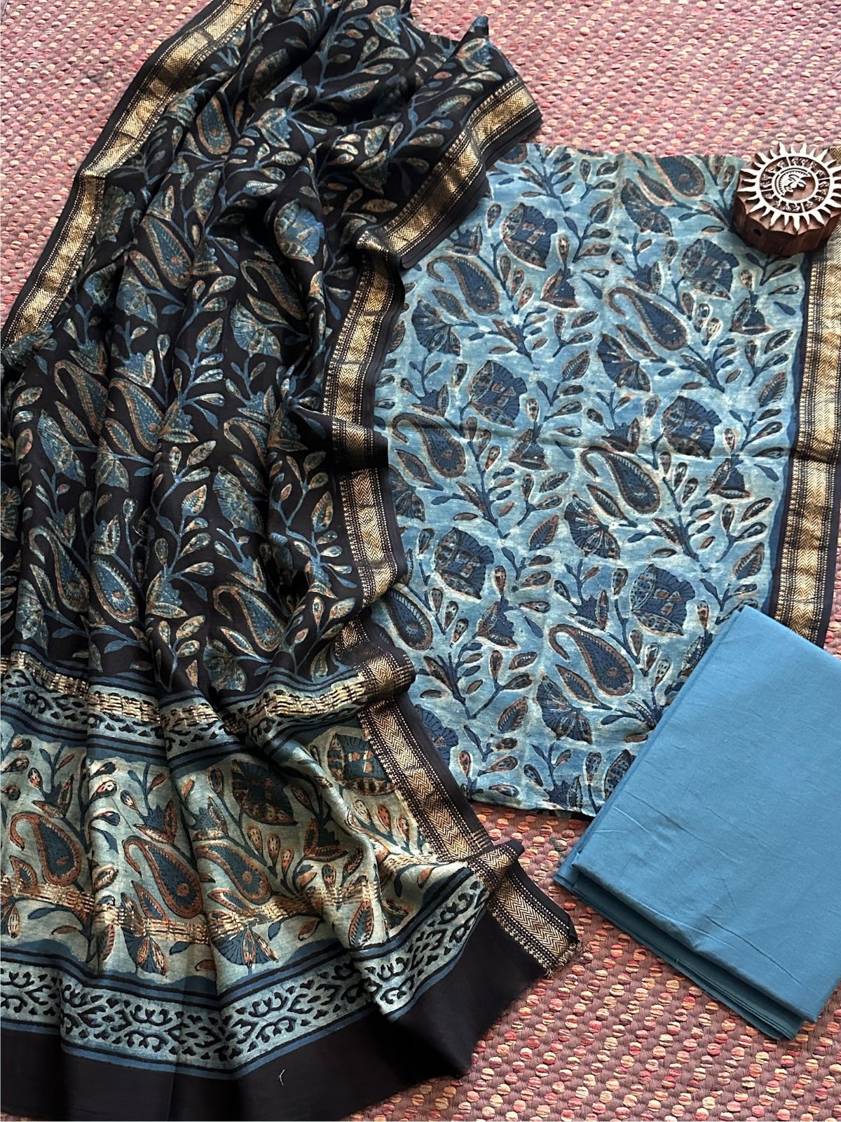 Vegetable Dyed Maheshwari Silk Unstitched Set