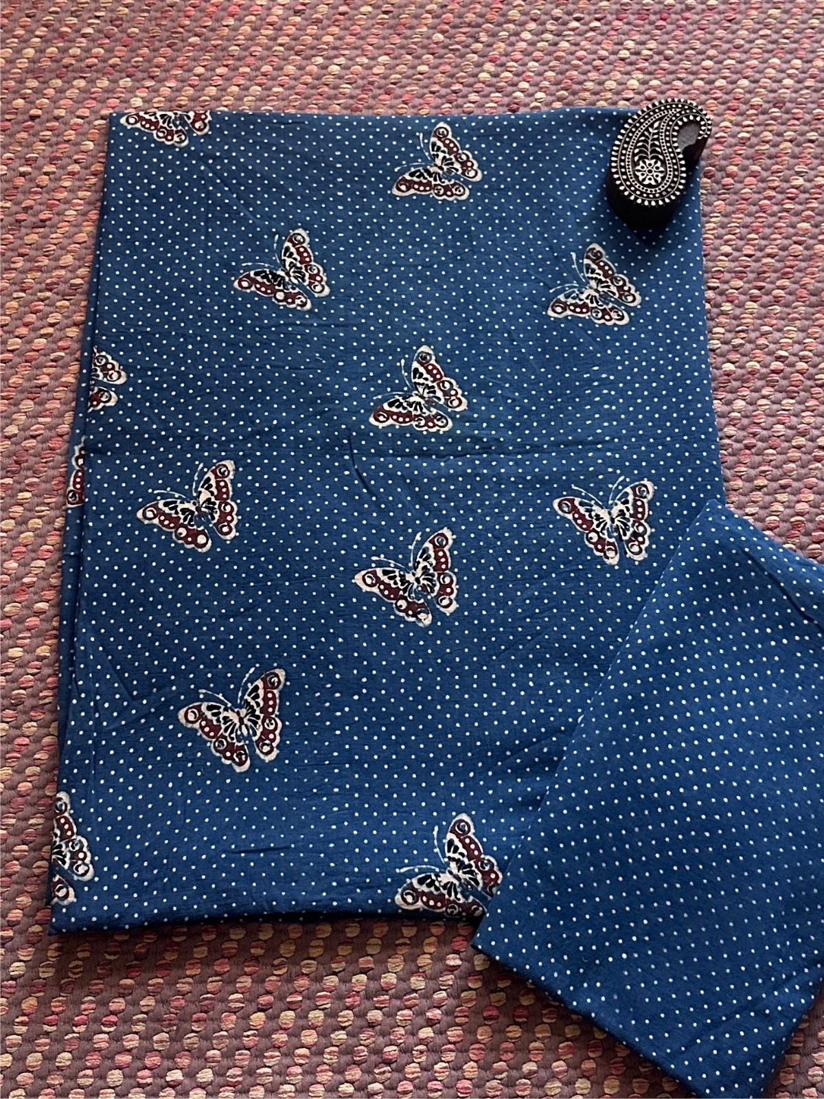 Pure Cotton Malmal Handblocked Ajrak Fabric Set