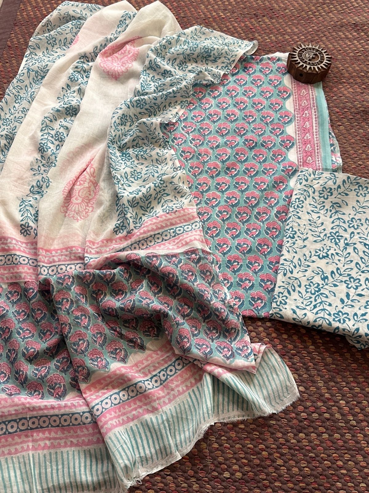 Pure Cotton Unstitched Set with Malmal Dupatta