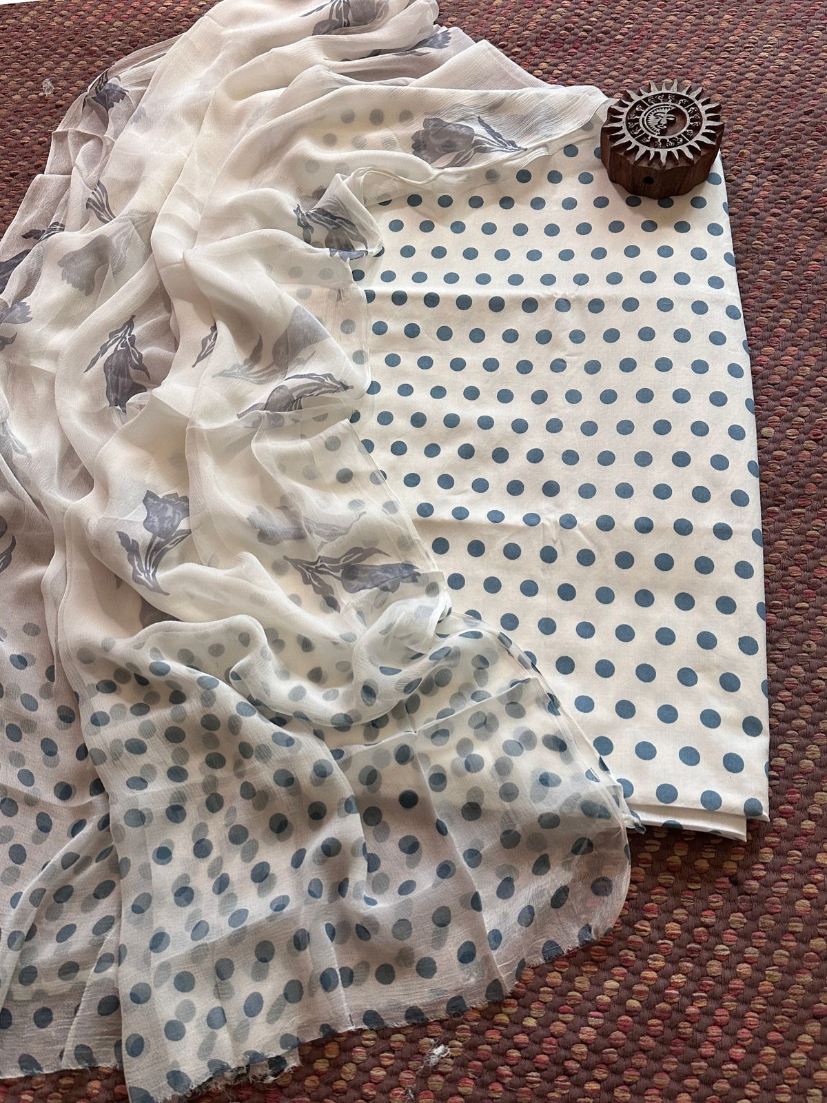 Pure Cotton Unstitched Set with Chiffon Dupatta