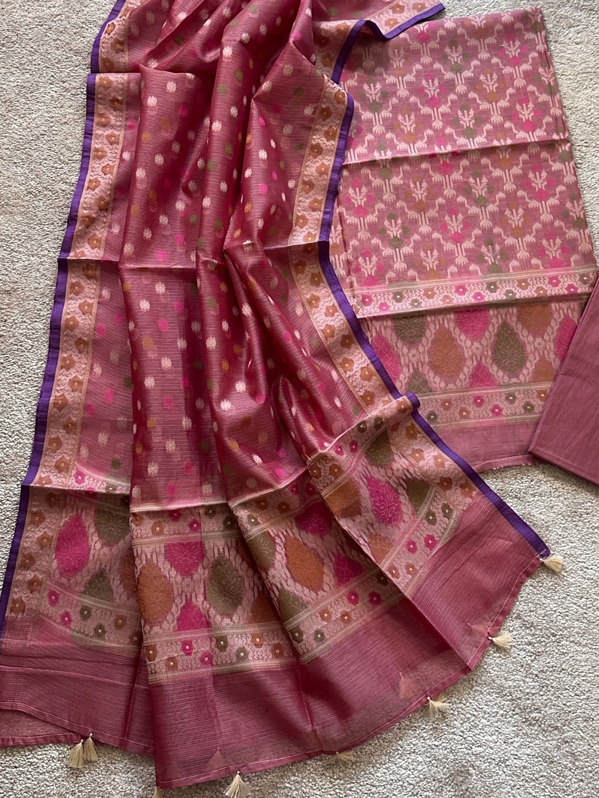 Onion Pink- Jamdani Cotton Unstitched Set