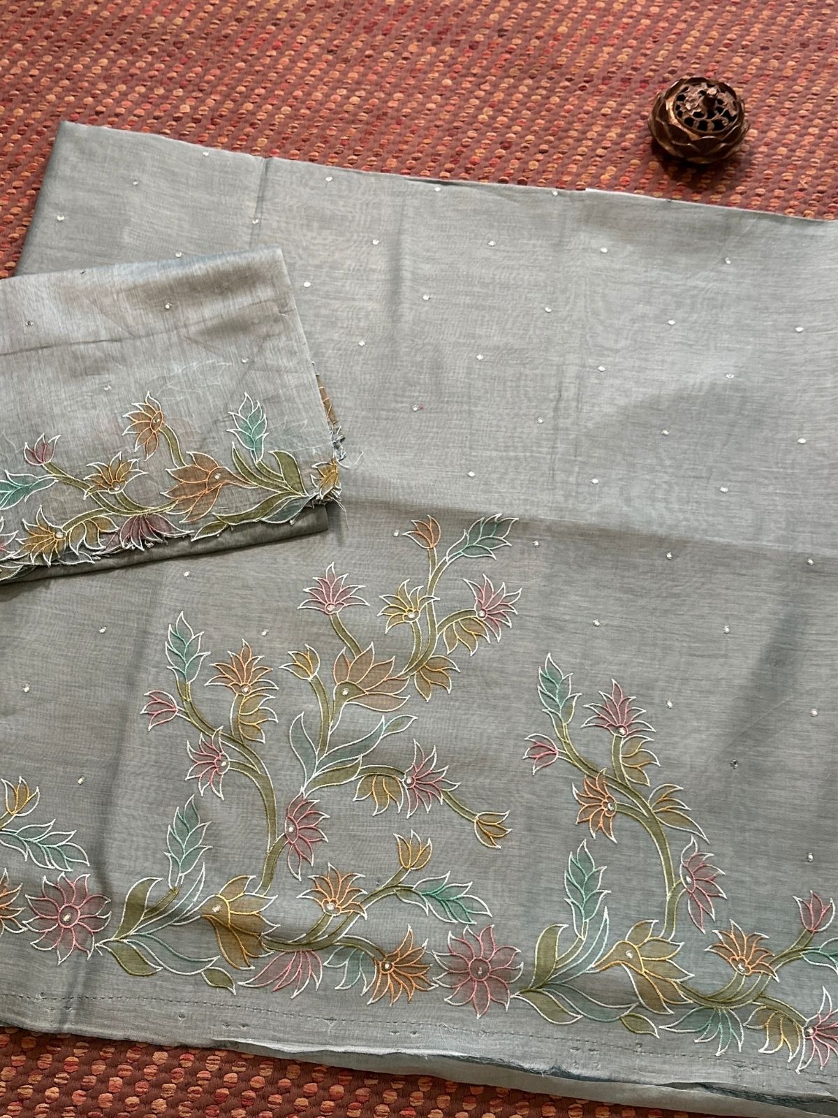 Mal Chanderi Embroidered Unstitched Set