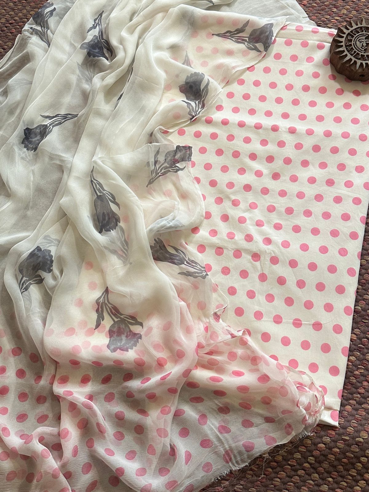 Pure Cotton Unstitched Set with Chiffon Dupatta