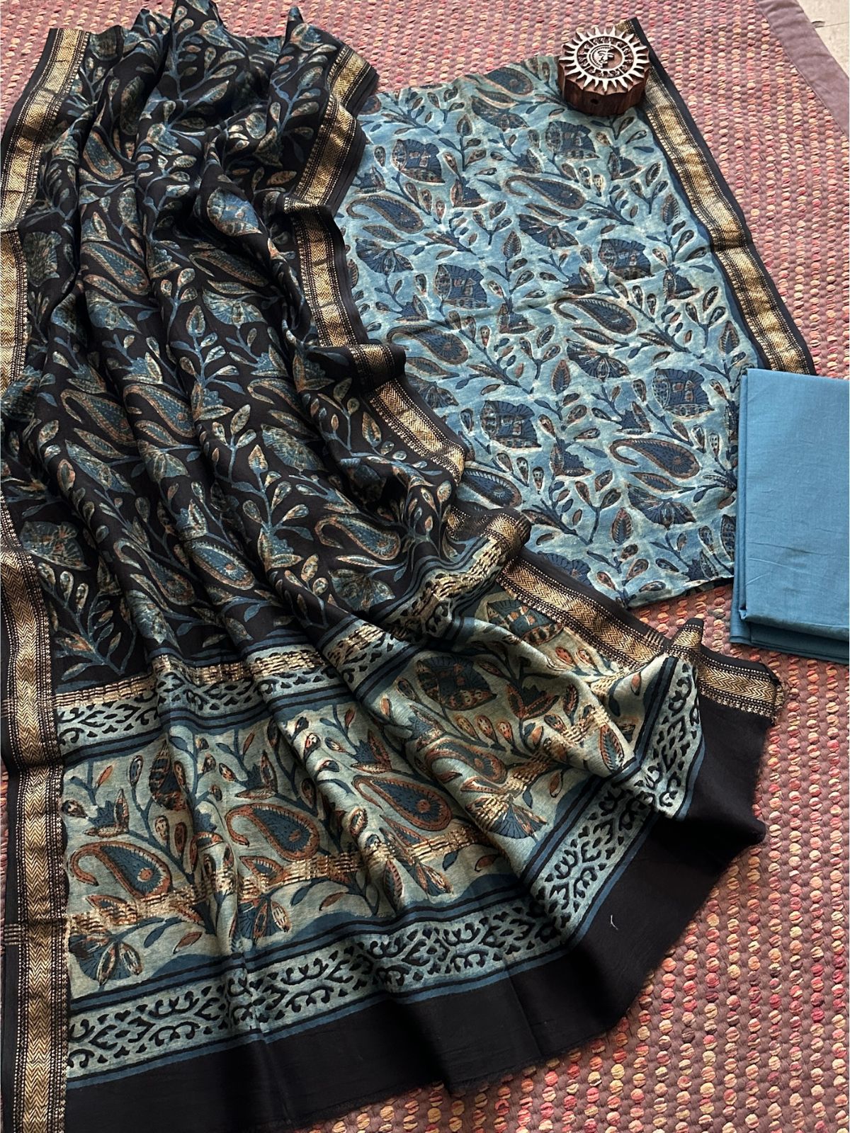 Vegetable Dyed Maheshwari Silk Unstitched Set