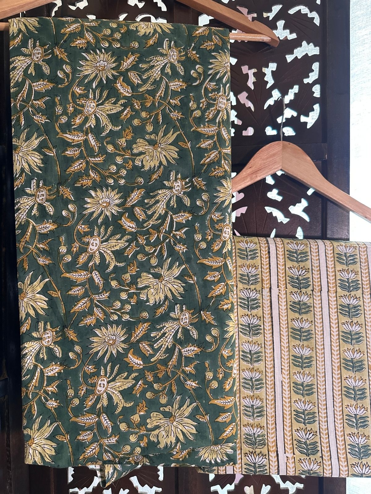 Pure Cotton Handblock Fabric with Embroidered Dupatta