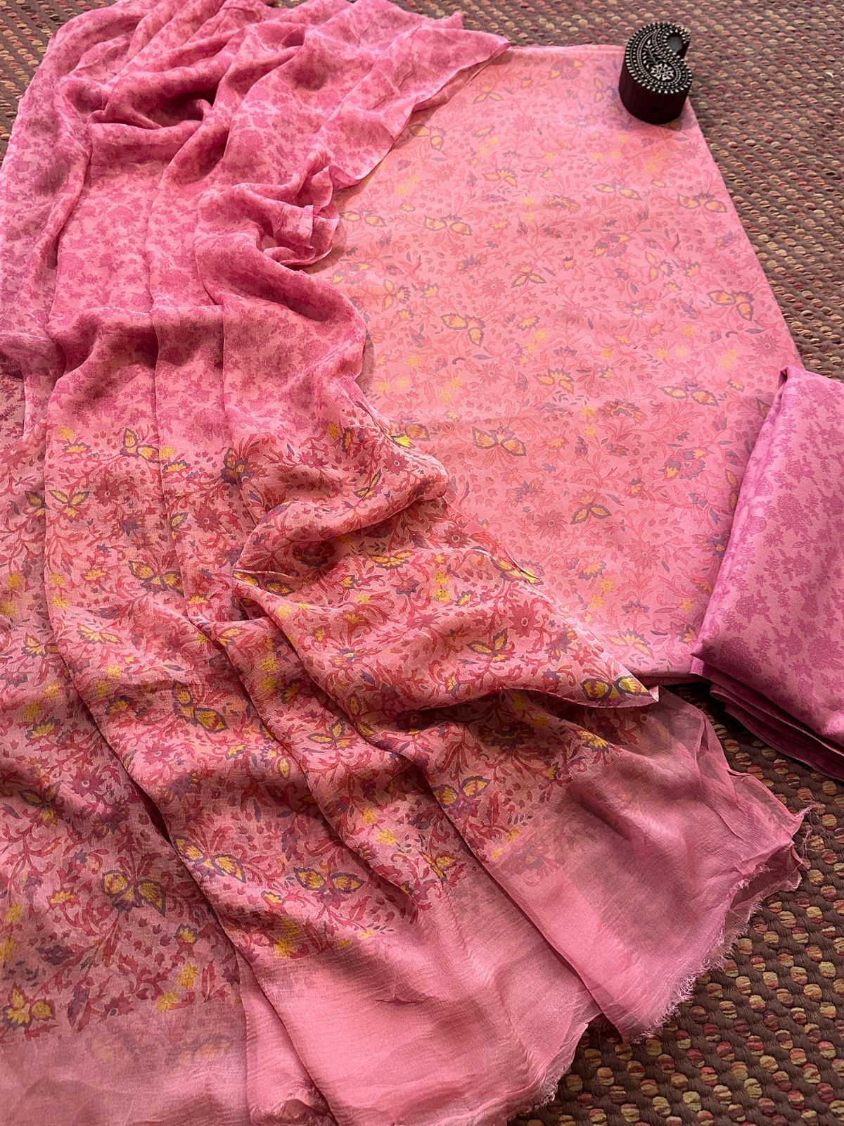 Spun Block Printed Unstitched Set