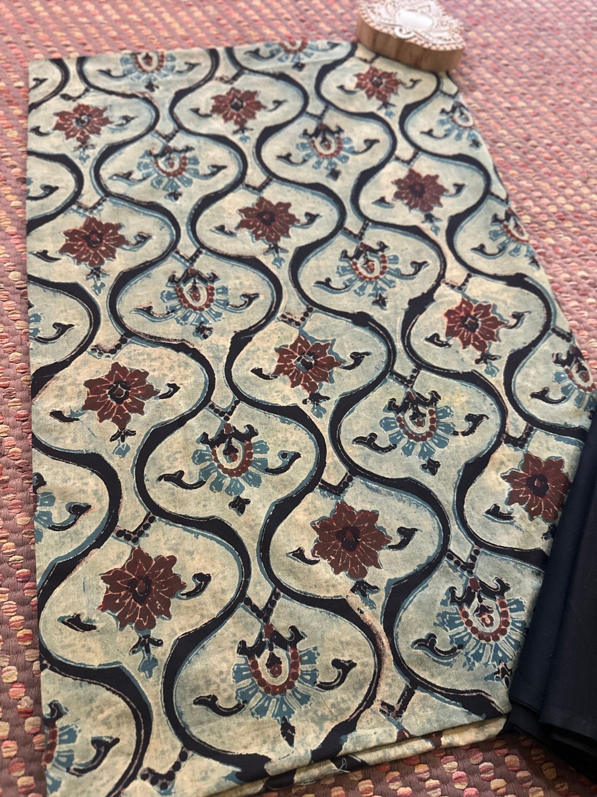 Pure Cotton fabric in Natural Dyes with Bottom Unstitched Set