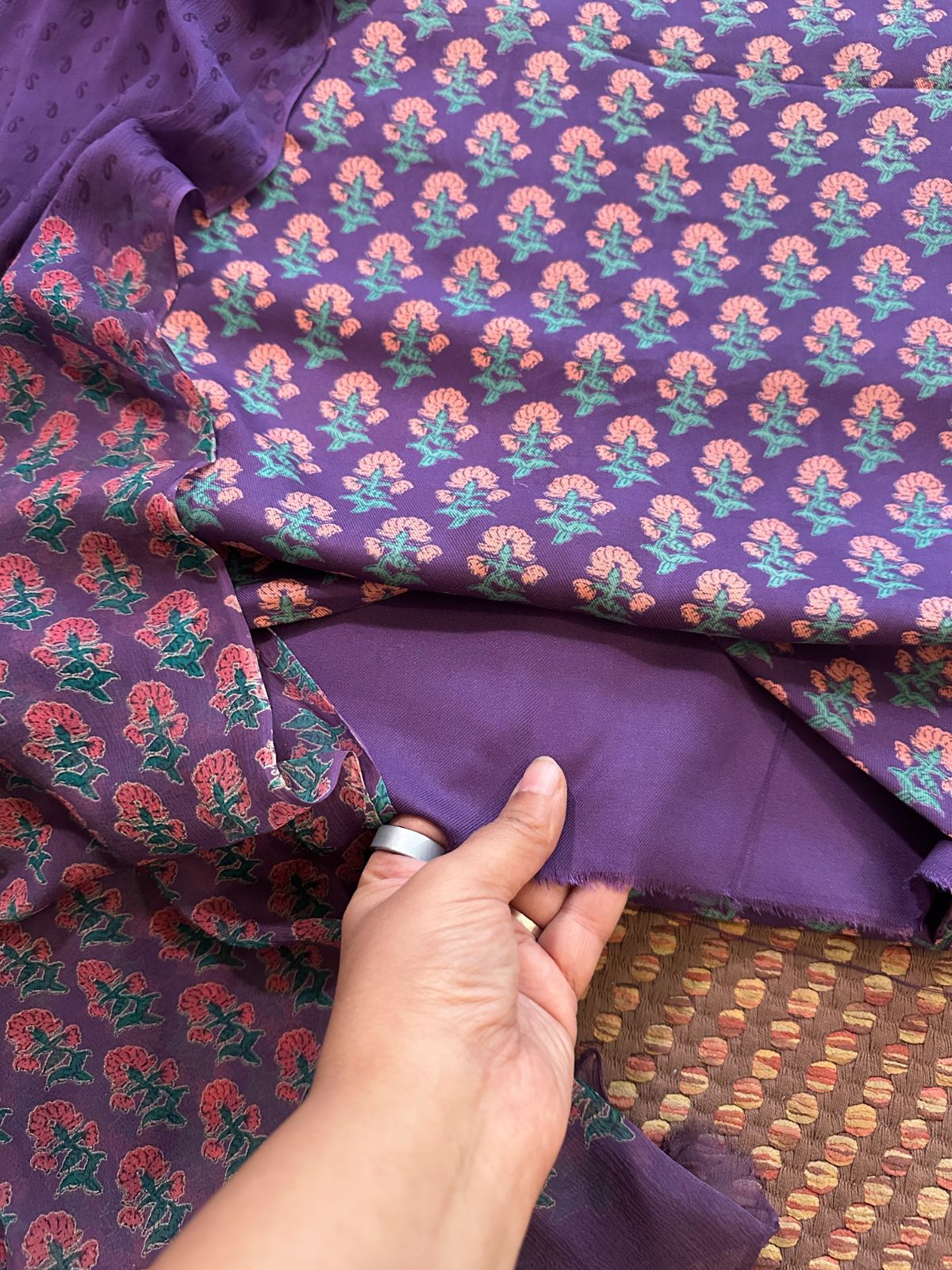 Spun Block Printed Unstitched Set