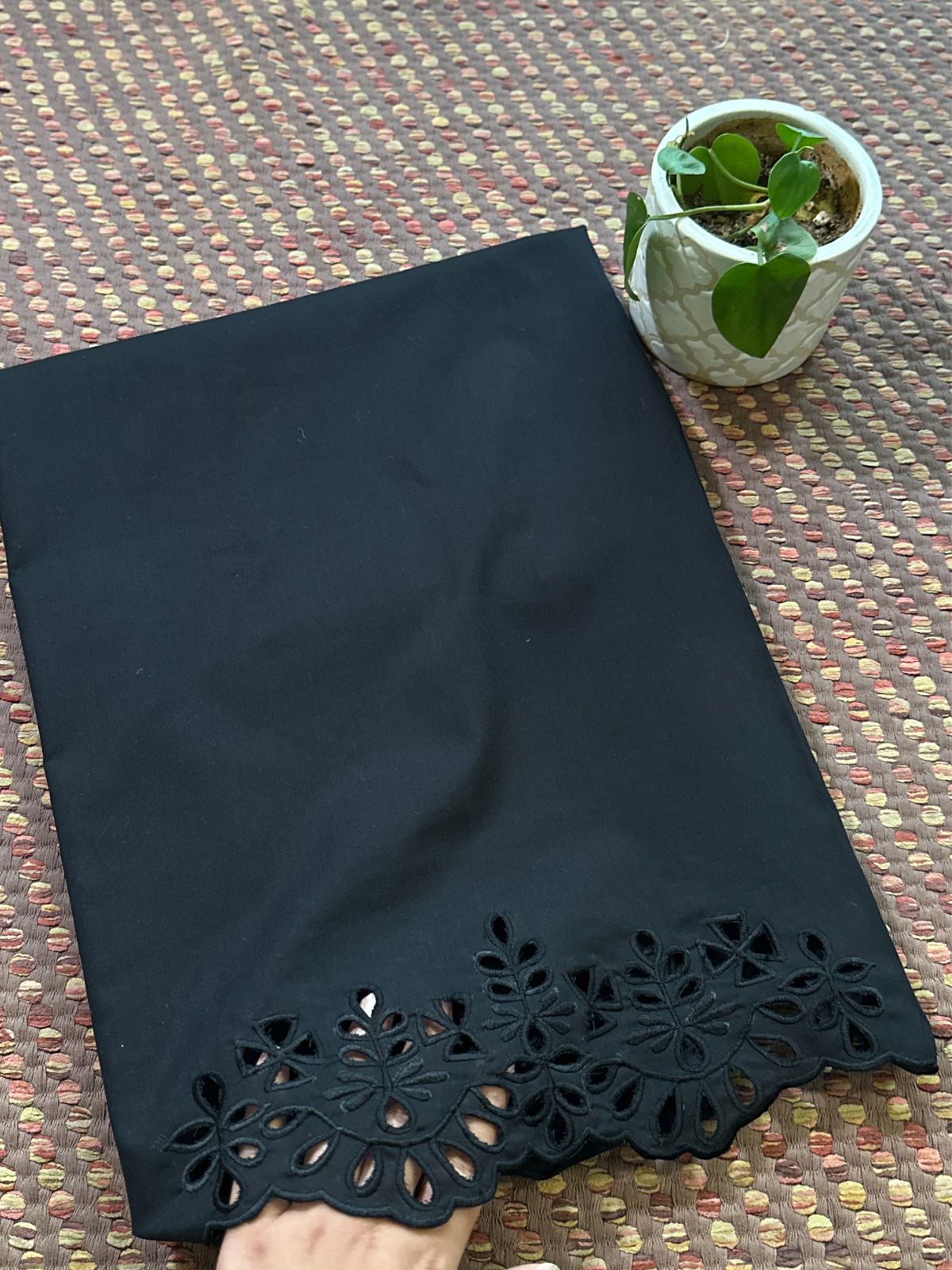 Bottom Wear Cutwork Fabric- Black