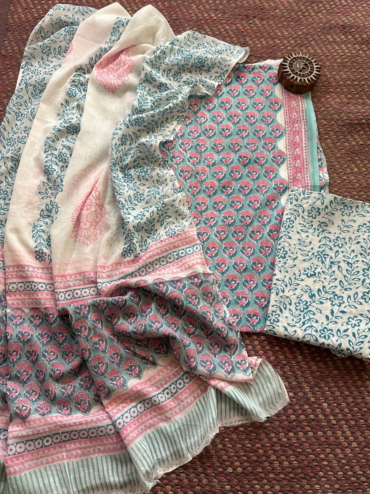 Pure Cotton Unstitched Set with Malmal Dupatta