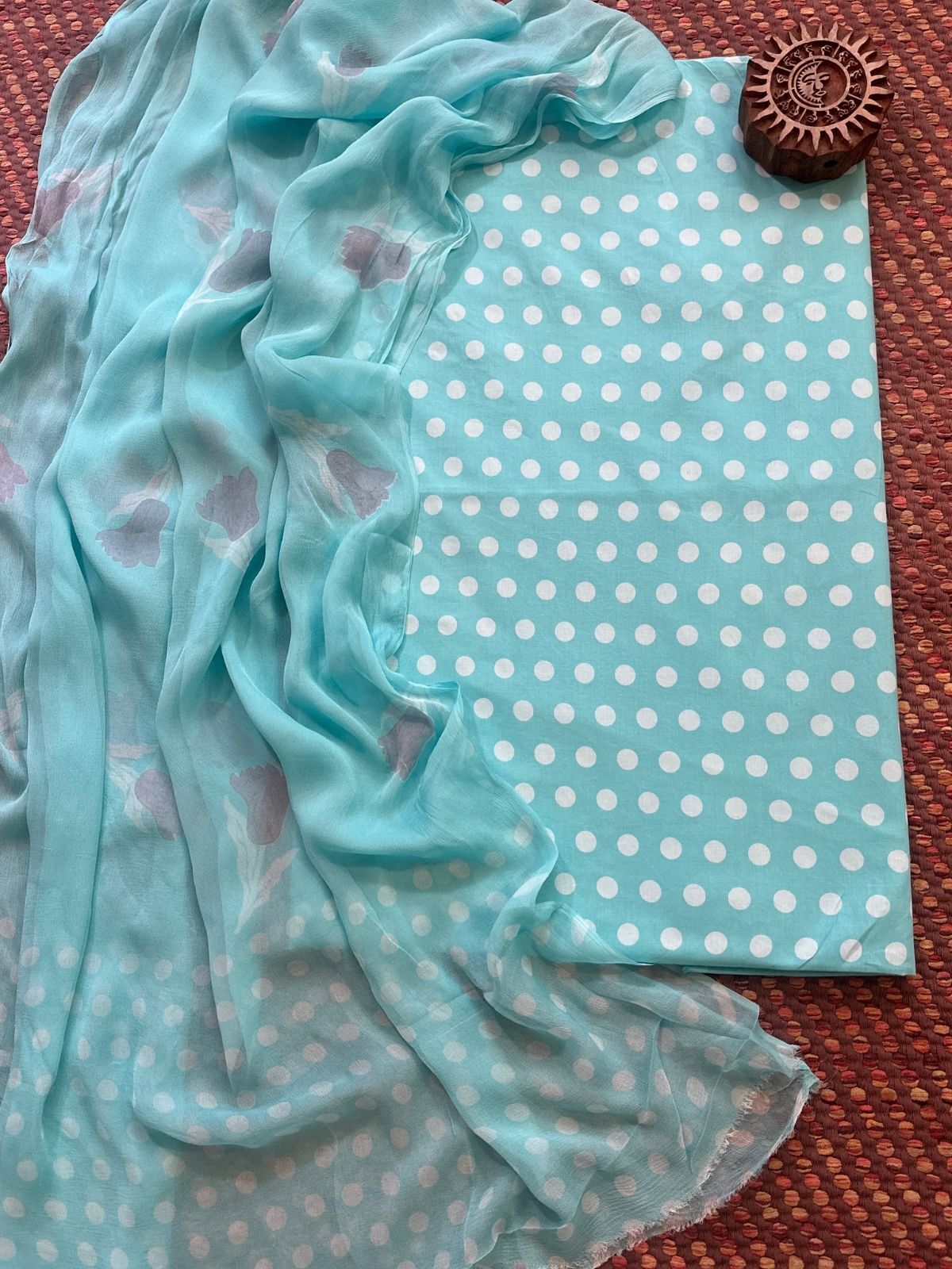 Pure Cotton Unstitched Set with Chiffon Dupatta