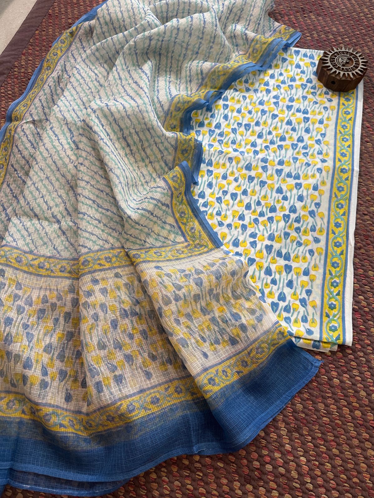 Pure Cotton Unstitched Set with Kota Dupatta