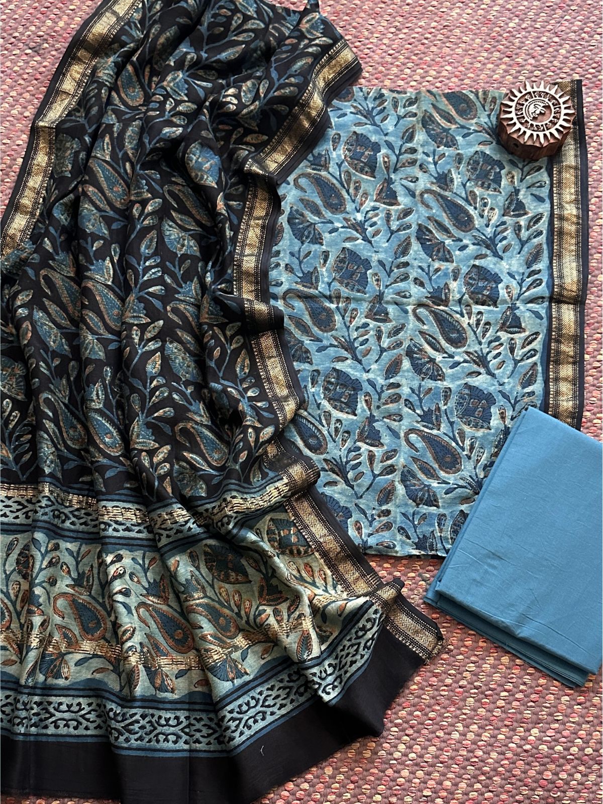 Vegetable Dyed Maheshwari Silk Unstitched Set