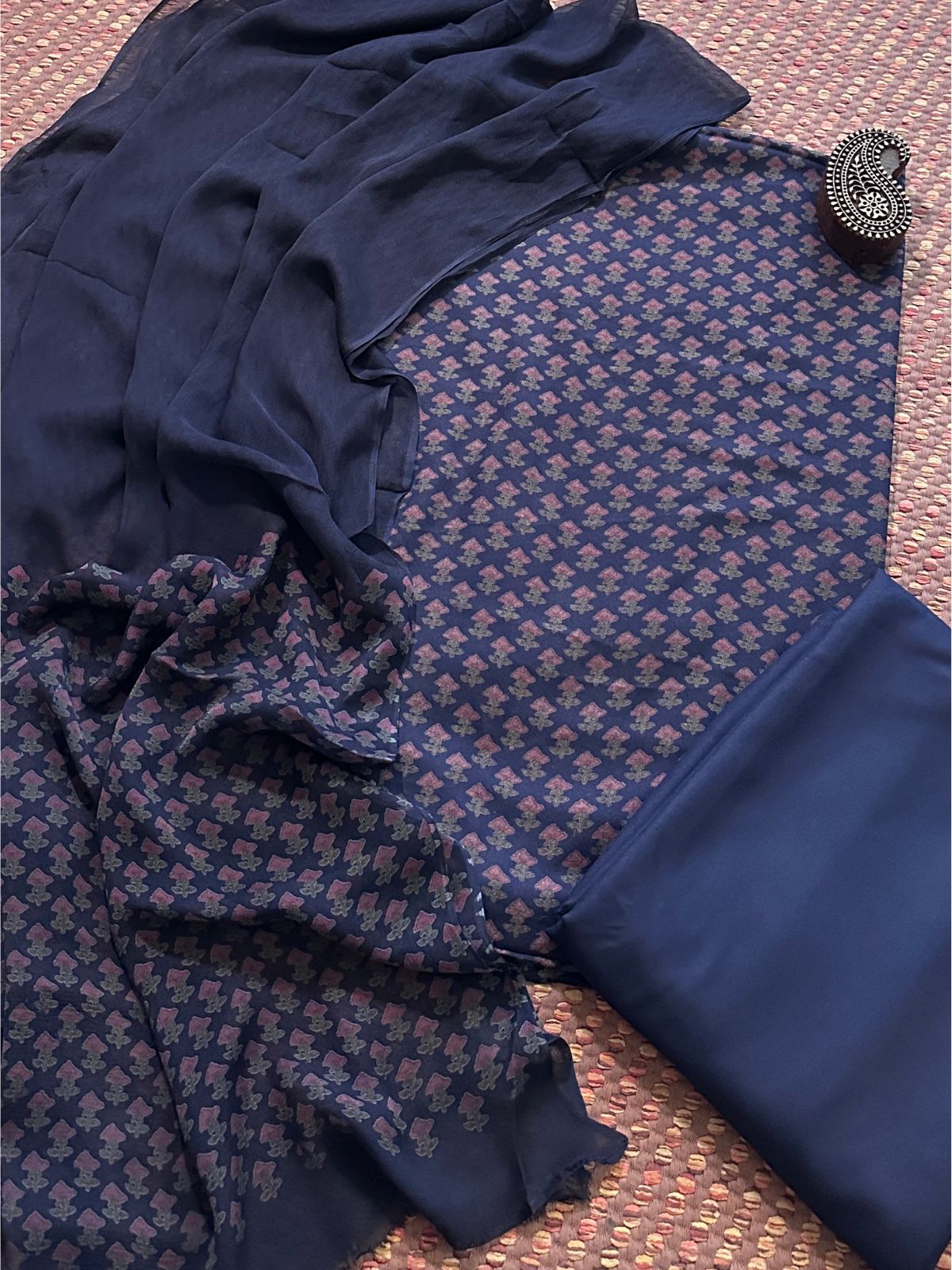 Spun Block Printed Unstitched Set