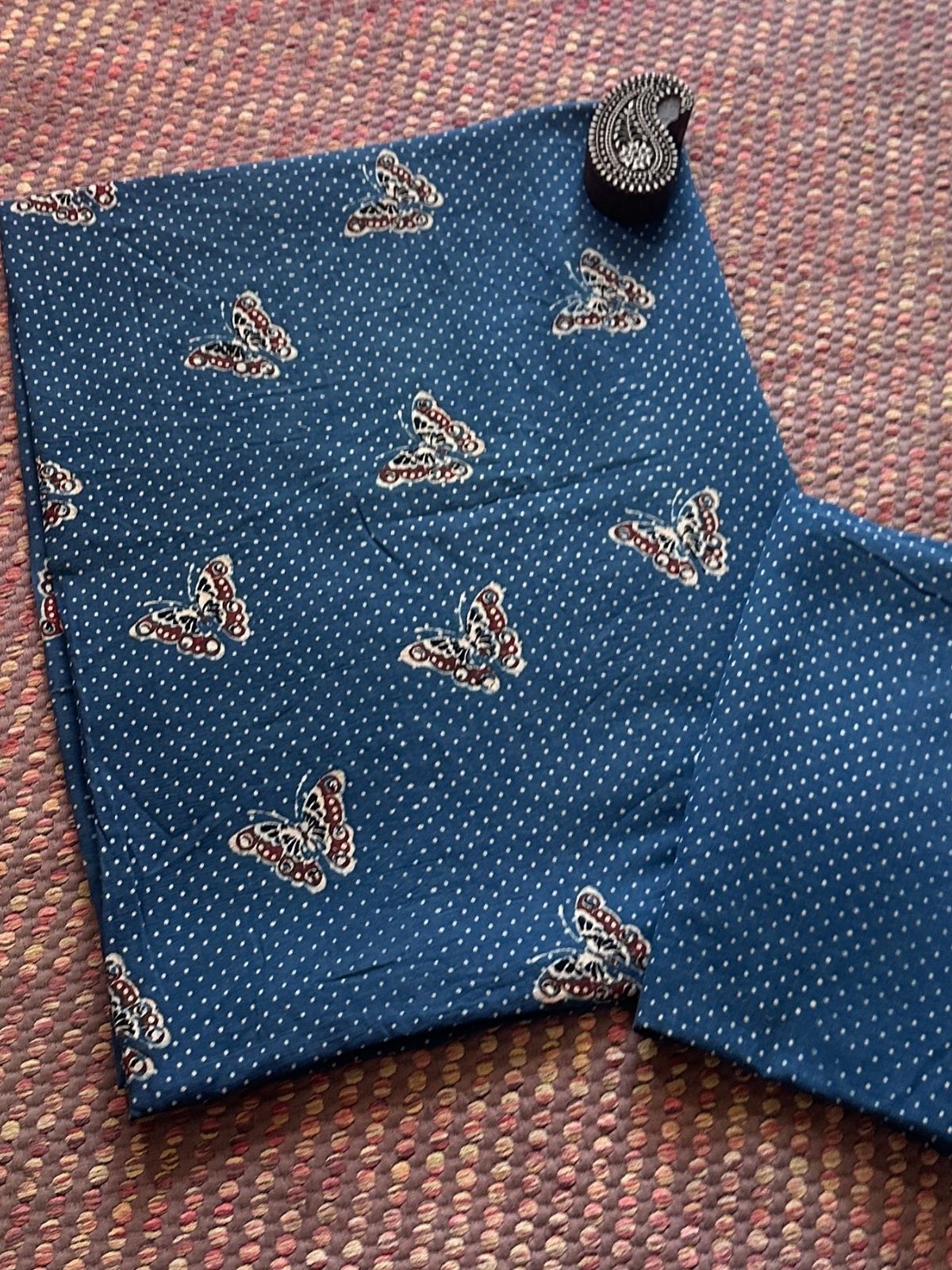 Pure Cotton Malmal Handblocked Ajrak Fabric Set