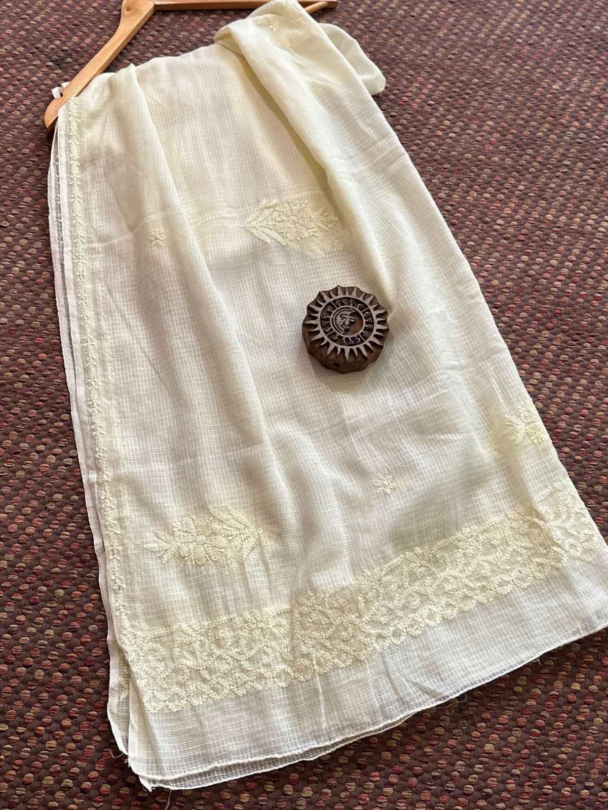 Kota Doria Hand Embroidered Chikankari Dupatta