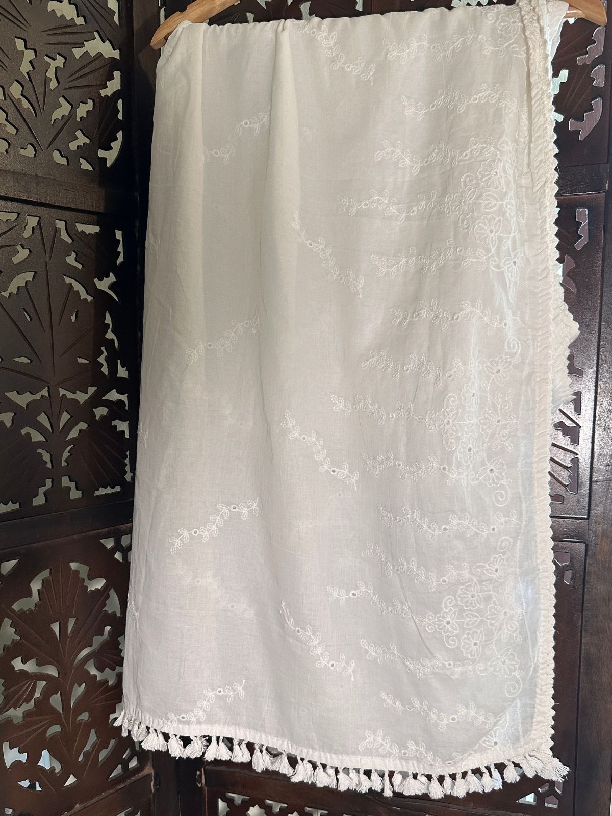 Pure Cotton Malmal Embroidered Dupatta