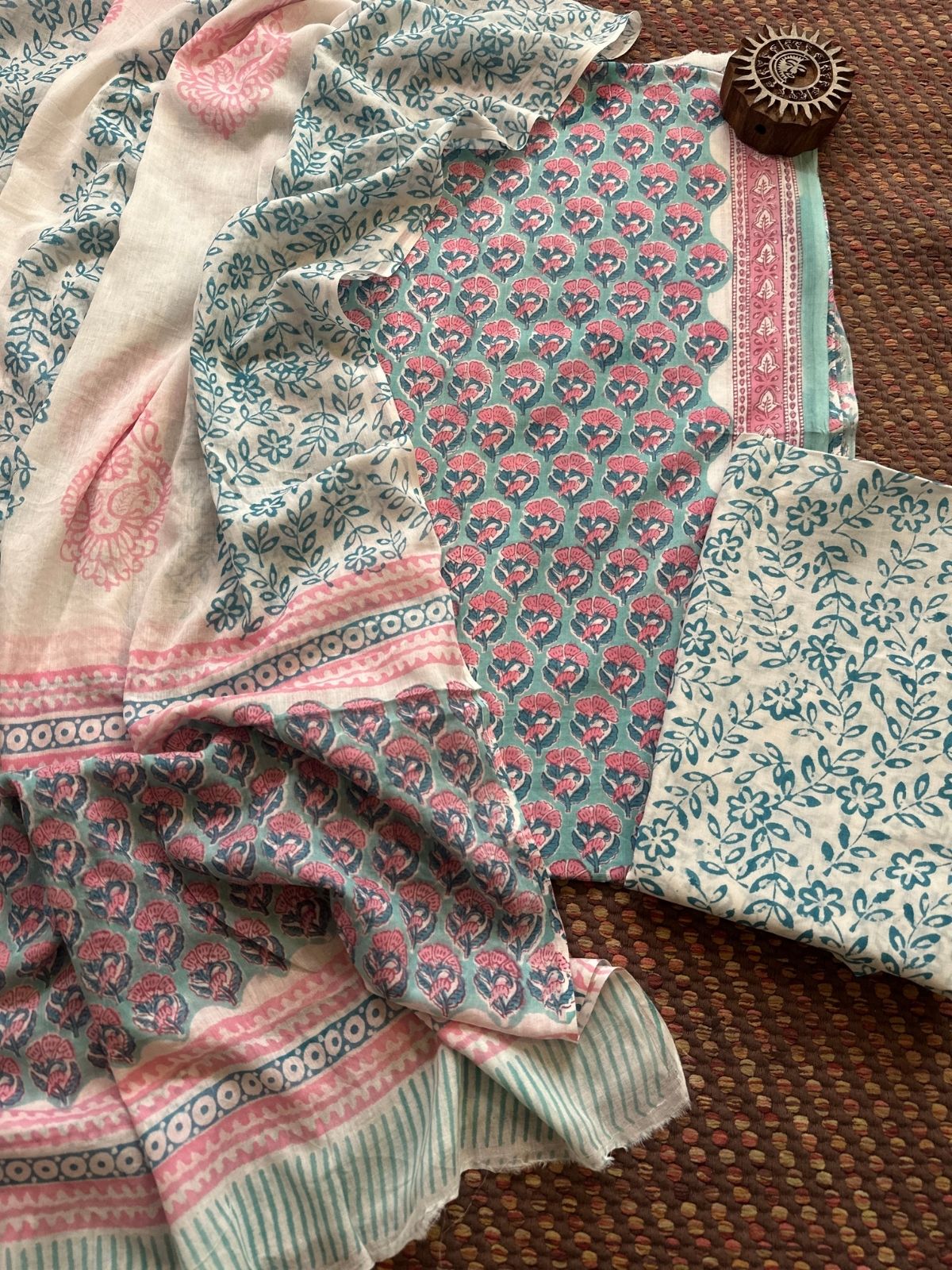 Pure Cotton Unstitched Set with Malmal Dupatta