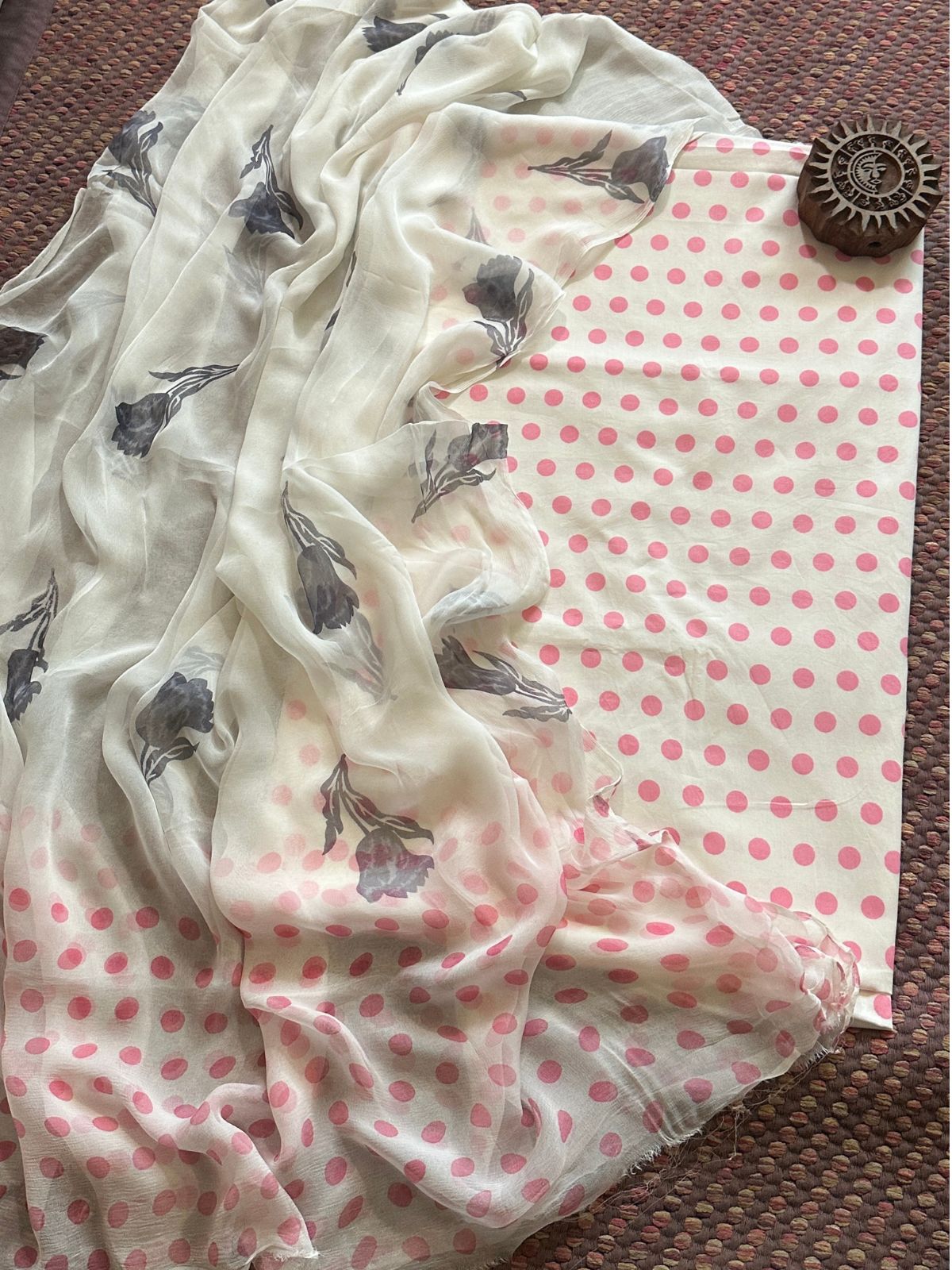 Pure Cotton Unstitched Set with Chiffon Dupatta
