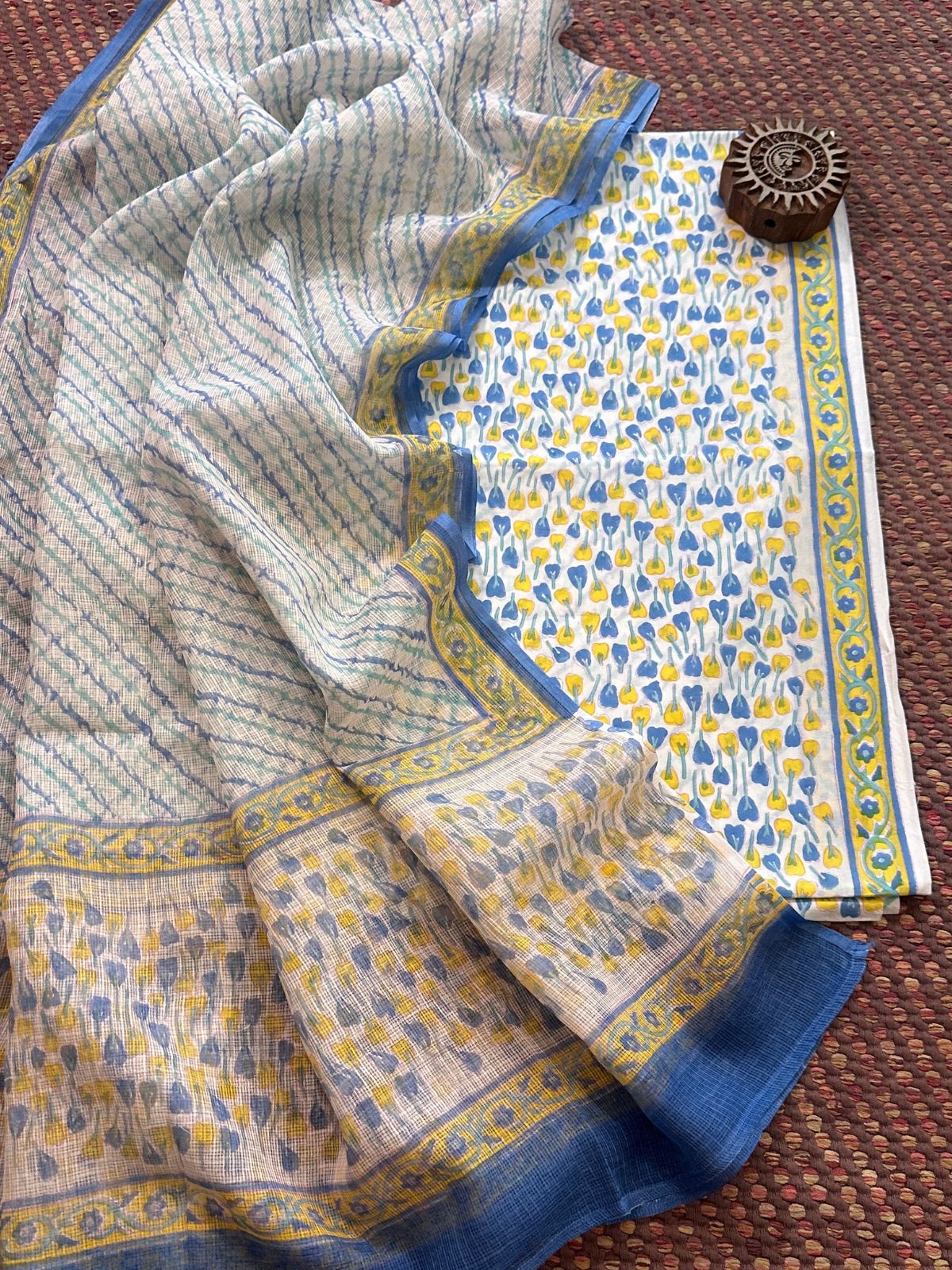 Pure Cotton Unstitched Set with Kota Dupatta
