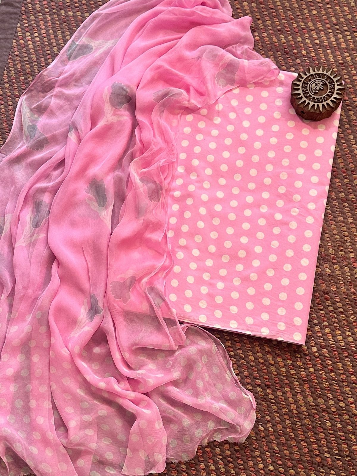 Pure Cotton Unstitched Set with Chiffon Dupatta