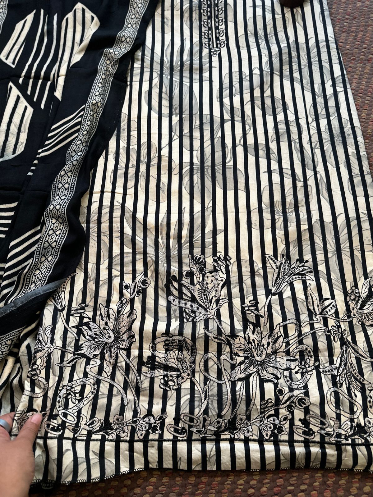 Spun Block Printed Unstitched Set