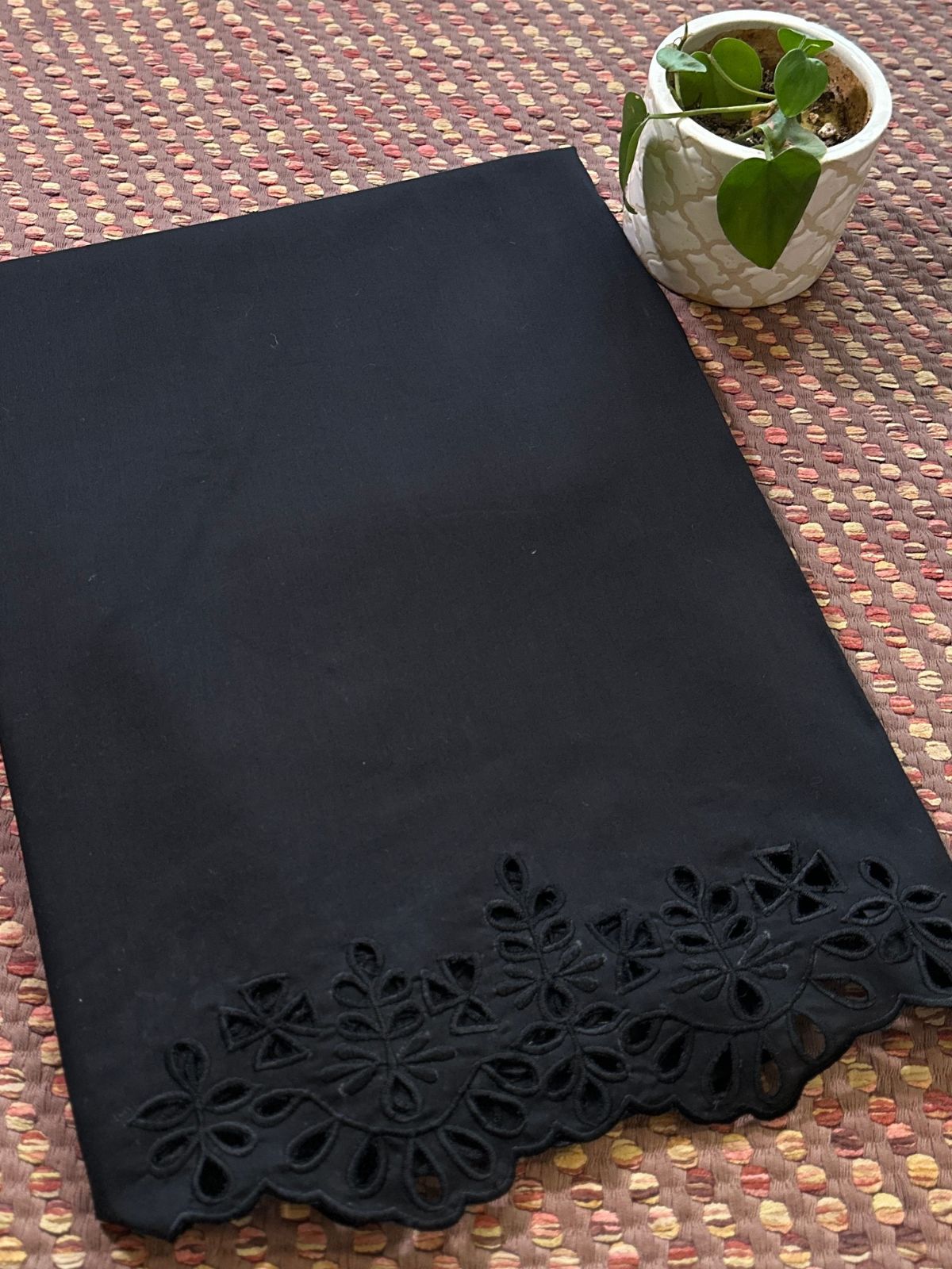 Bottom Wear Cutwork Fabric- Black