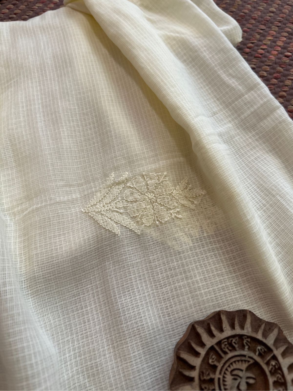 Kota Doria Hand Embroidered Chikankari Dupatta
