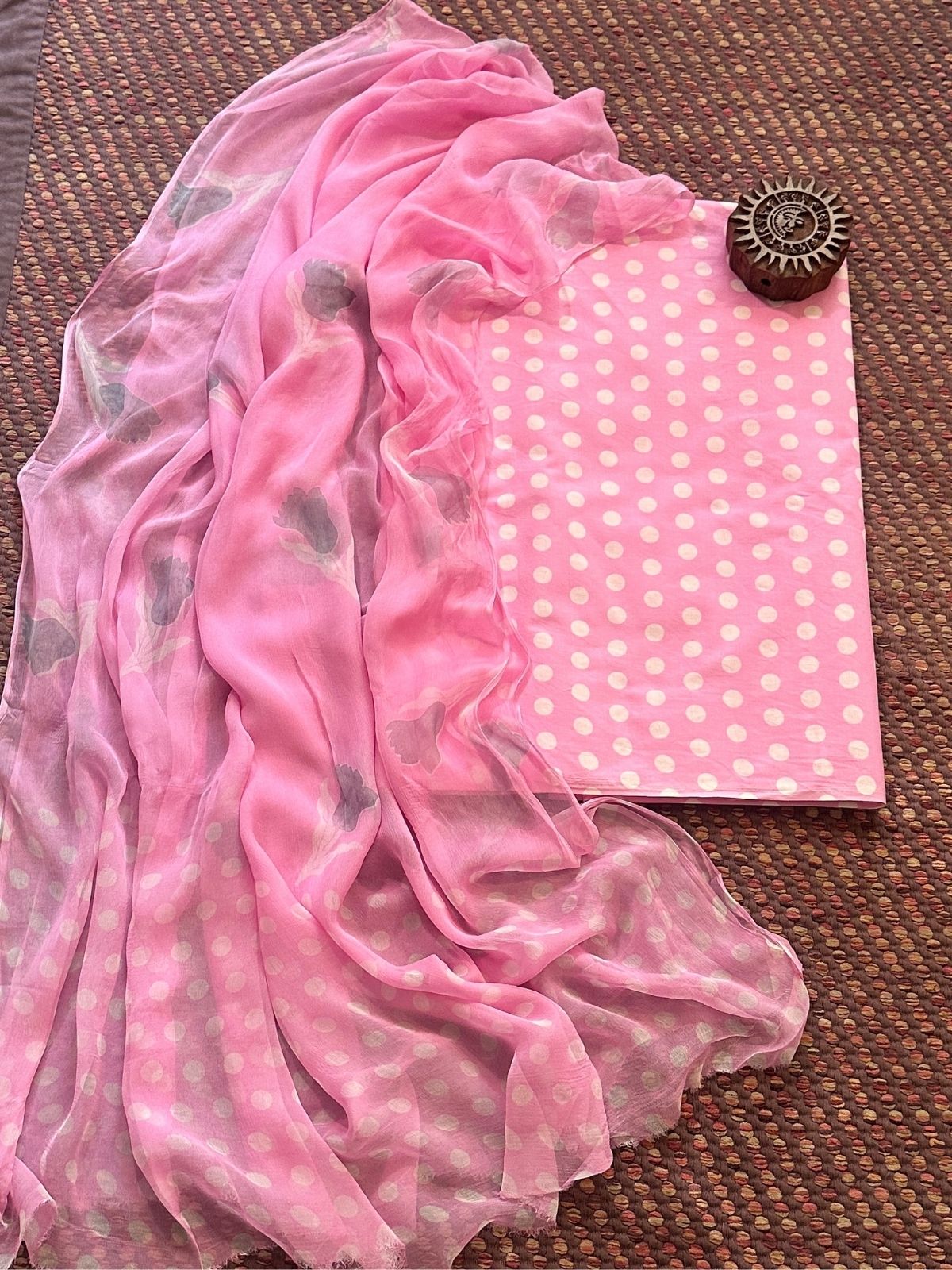Pure Cotton Unstitched Set with Chiffon Dupatta