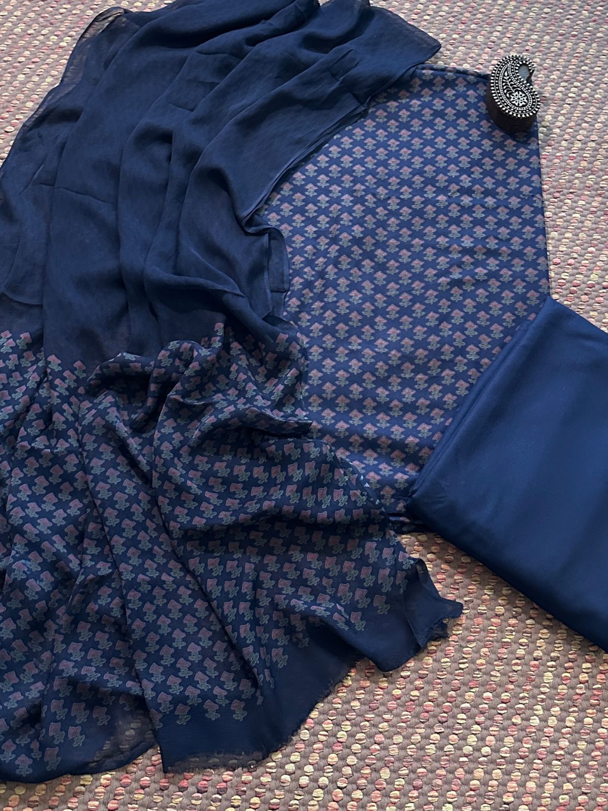 Spun Block Printed Unstitched Set