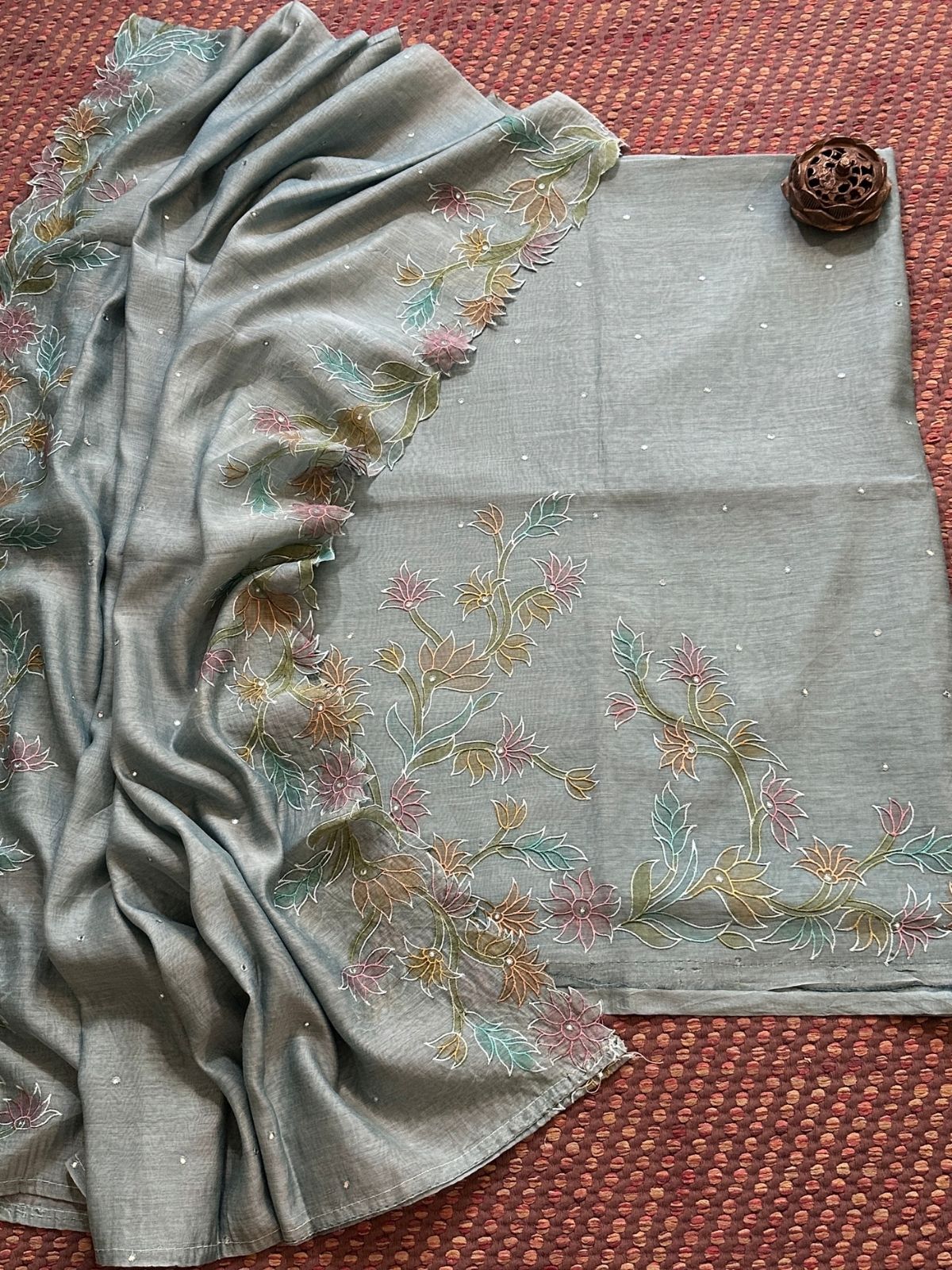 Mal Chanderi Embroidered Unstitched Set