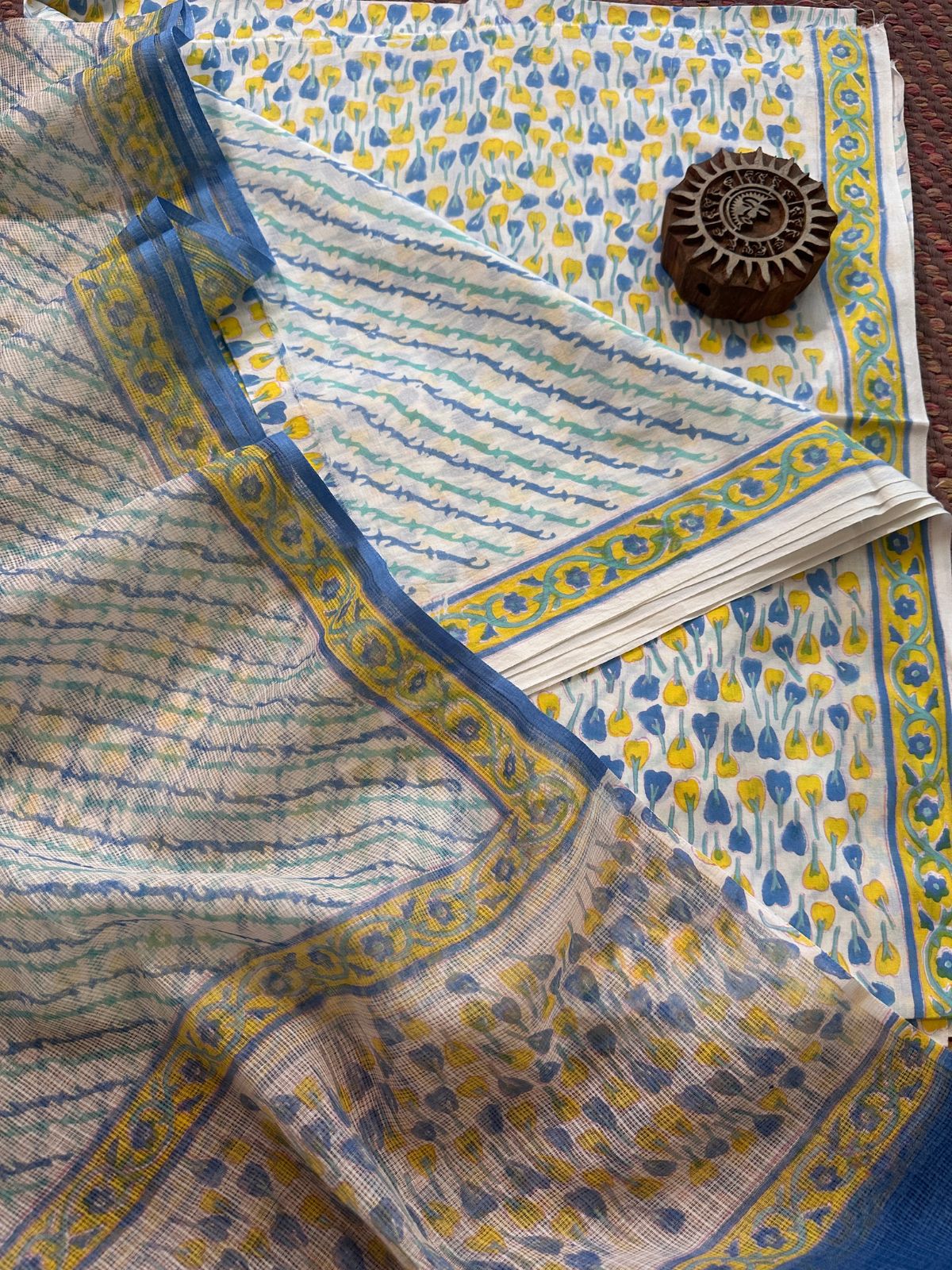 Pure Cotton Unstitched Set with Kota Dupatta