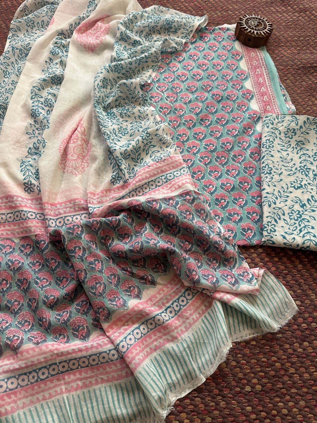 Pure Cotton Unstitched Set with Malmal Dupatta