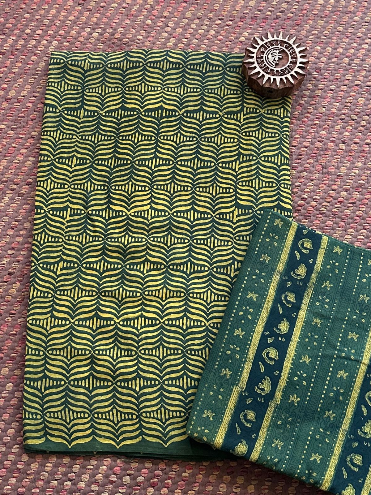 Pure Cotton Malmal Ajrak Handblocked Unstitched Set