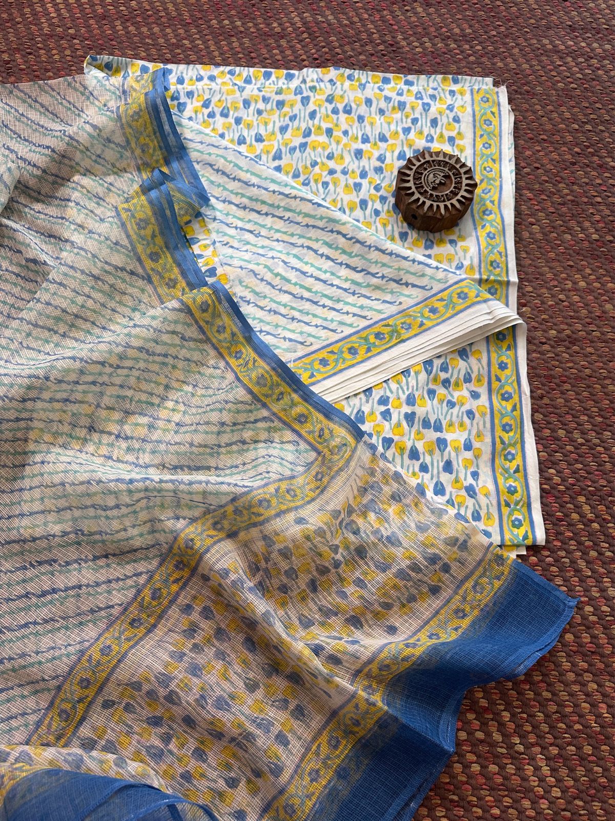 Pure Cotton Unstitched Set with Kota Dupatta