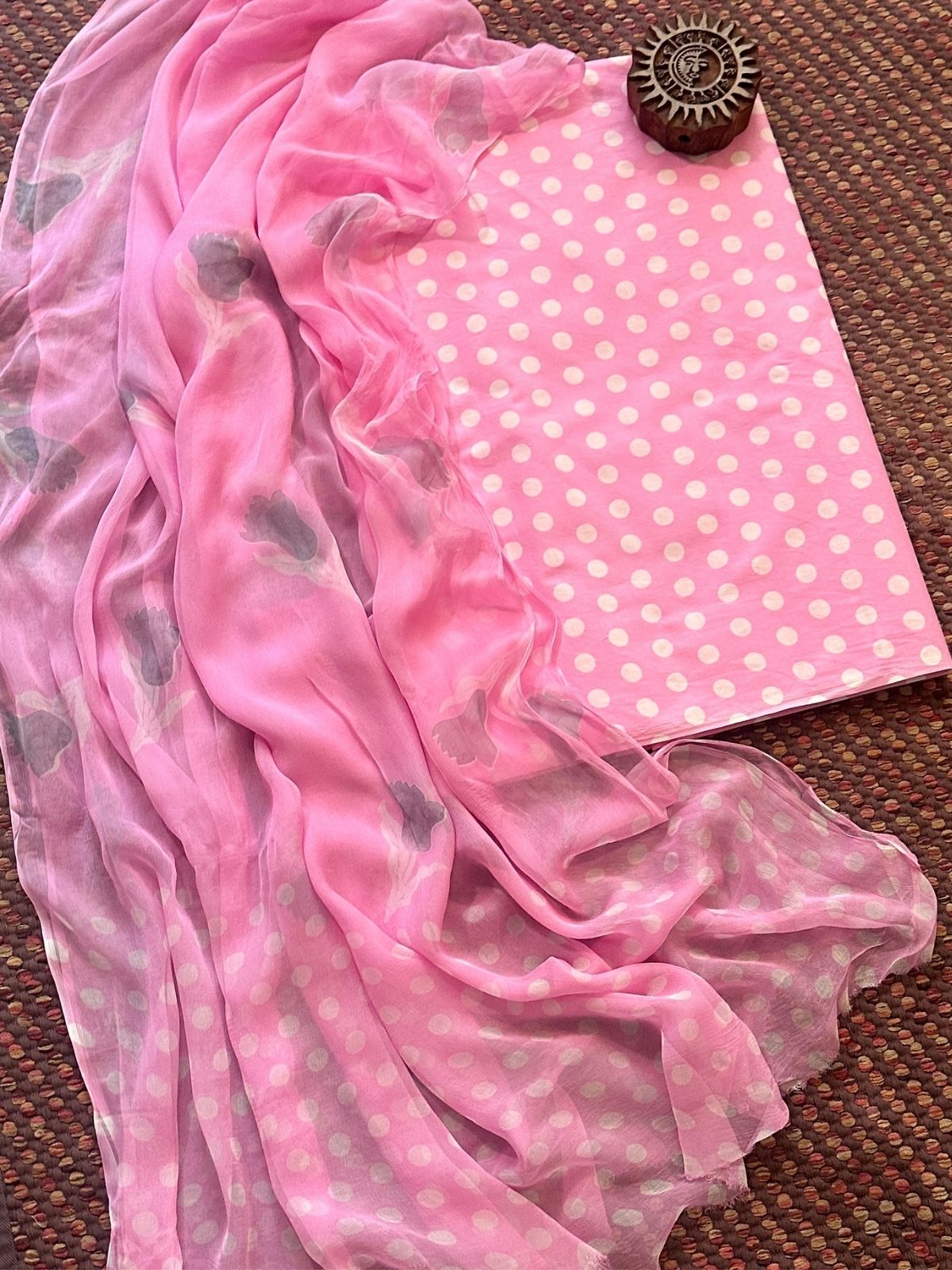 Pure Cotton Unstitched Set with Chiffon Dupatta
